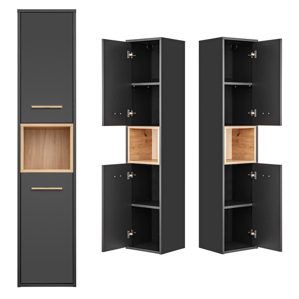 Lomadox Hochschrank BOLOGNA-56 Badezimmer in anthrazit günstig online kaufen