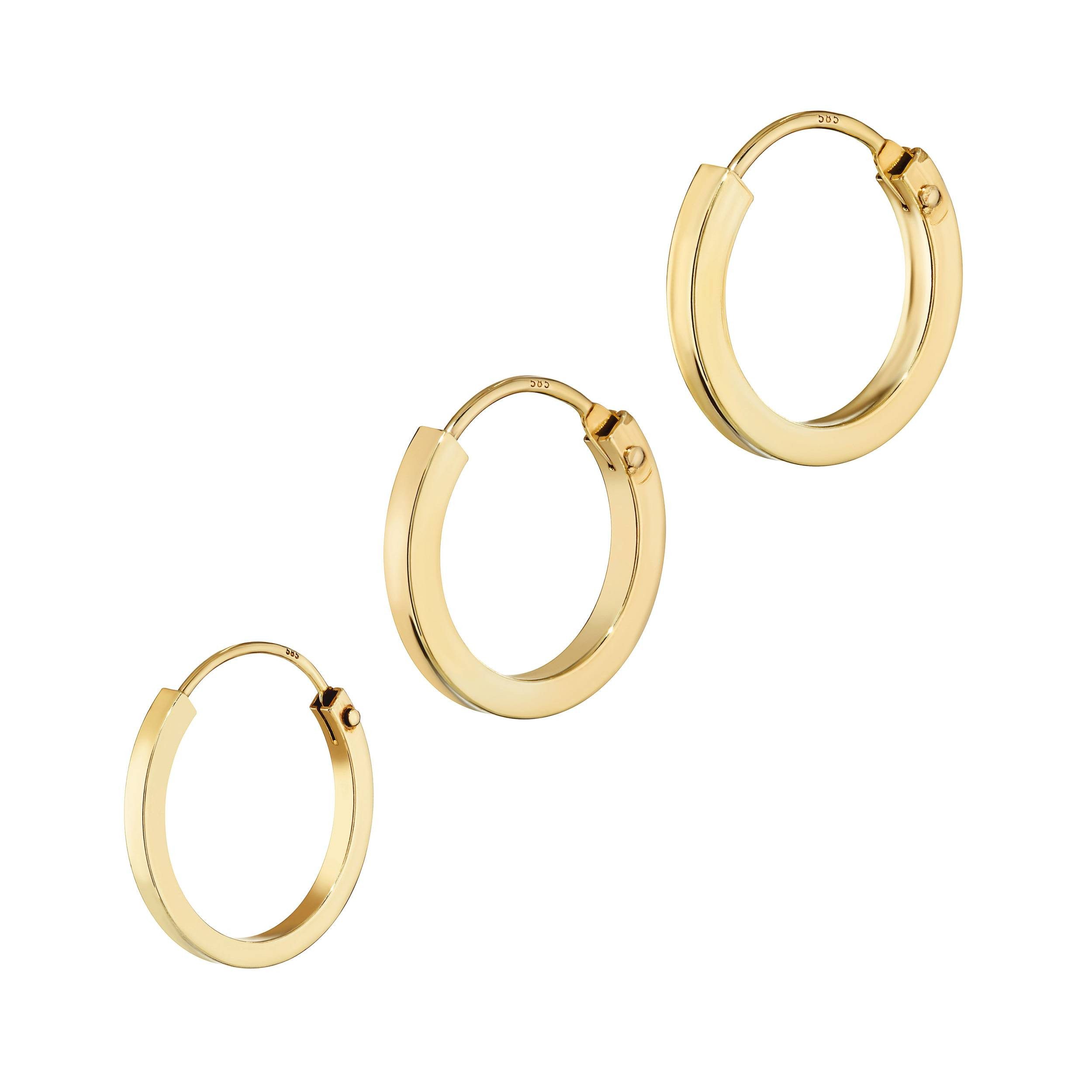 NKlaus Single-Creole Einzel 585 Gelbgold Creole Ohrring Ohrschmuck Quad – Bild 4 von 4