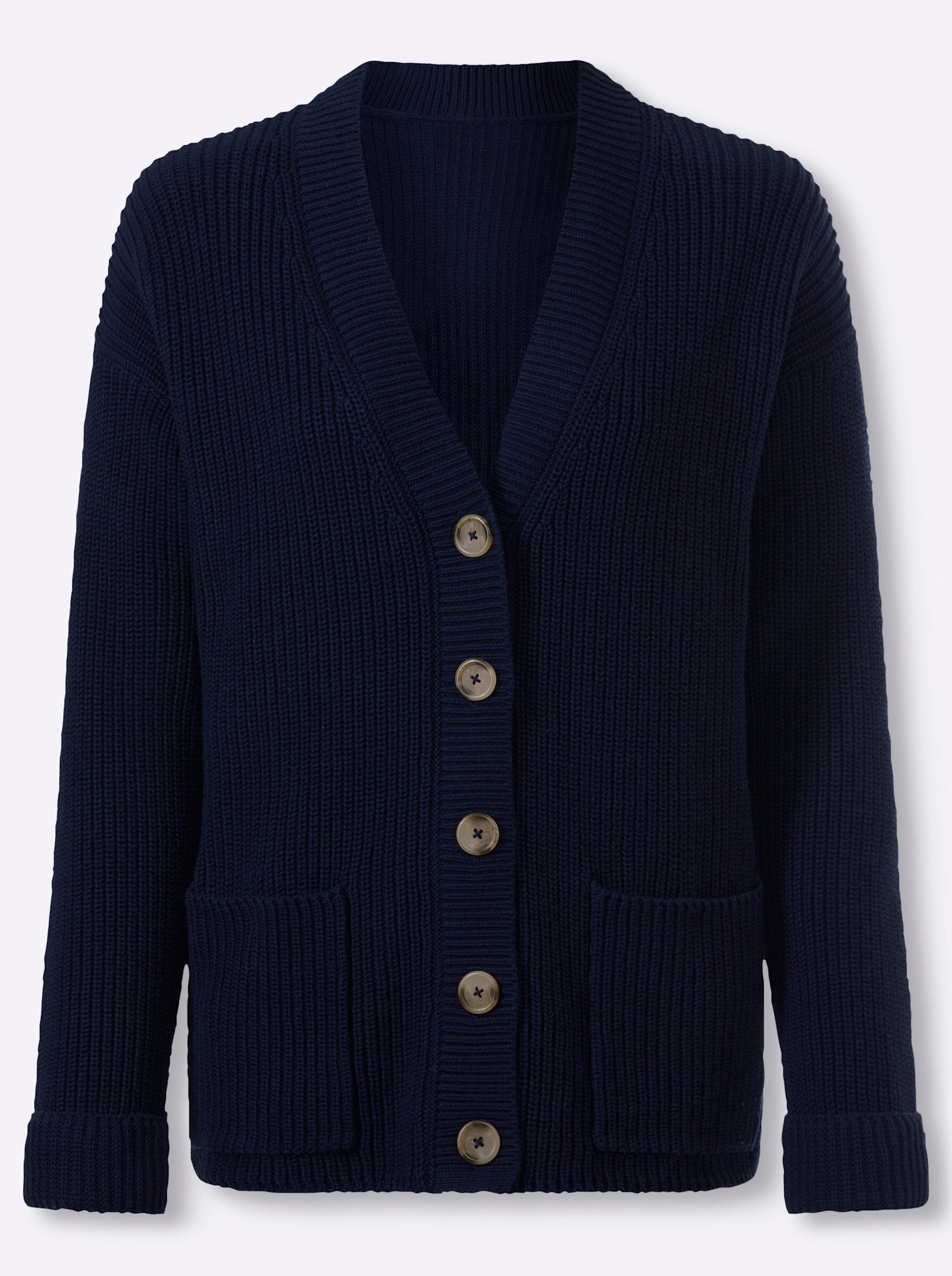 Strickjacke Strickjacke Langarm Grobstrick, Rippoptik