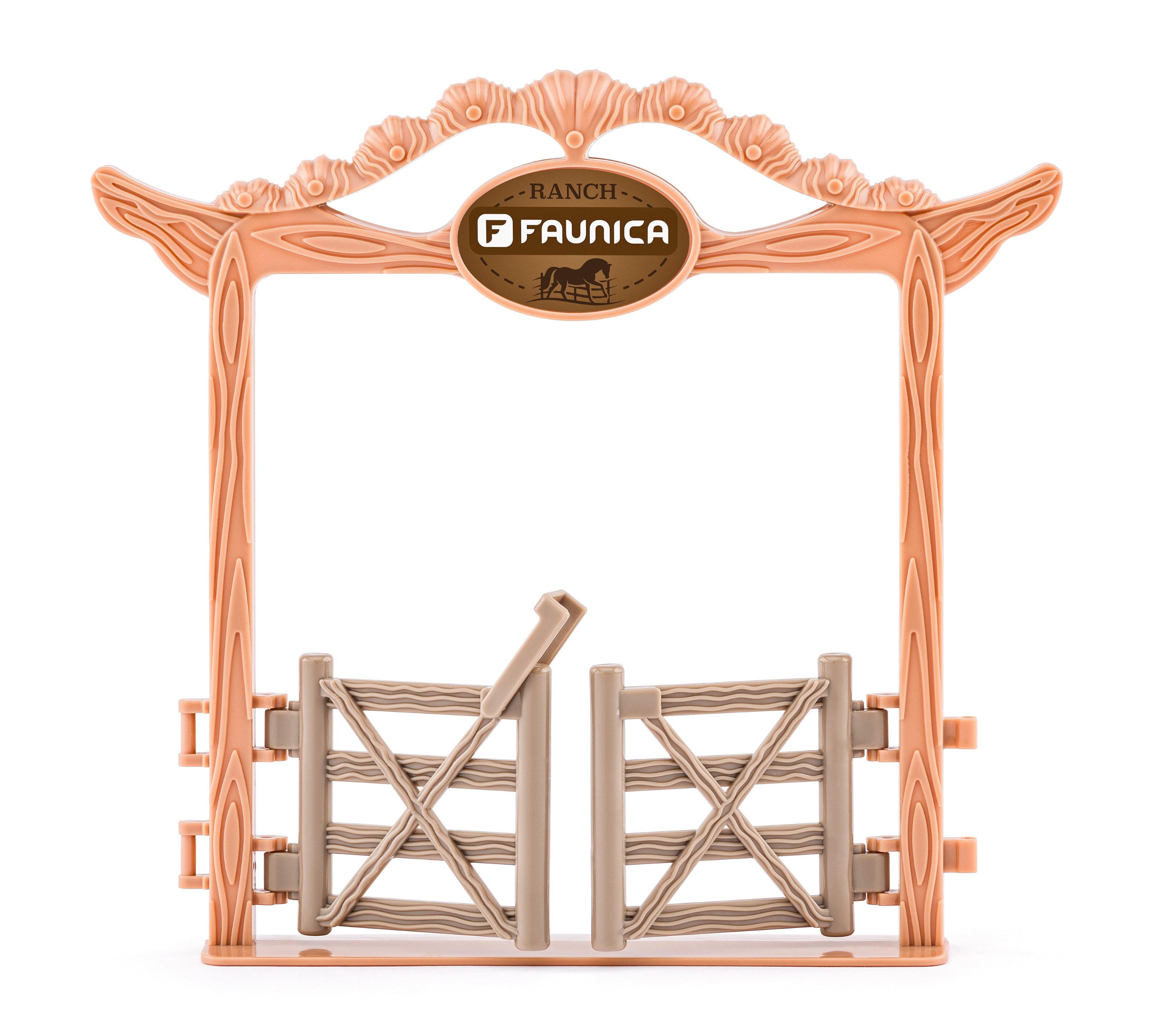Woodyland Lernspielzeug Faunica Spielset Pferderanch mit Pferd, Fohlen und Zubehör, Set`s der Reihe Faunica kombinierbar