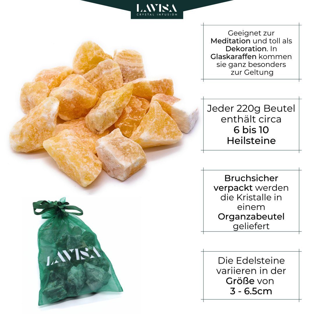 LAVISA Edelstein echte Calcit Mineralien Natursteine Dekosteine, Orangen Kristalle, Edelsteine