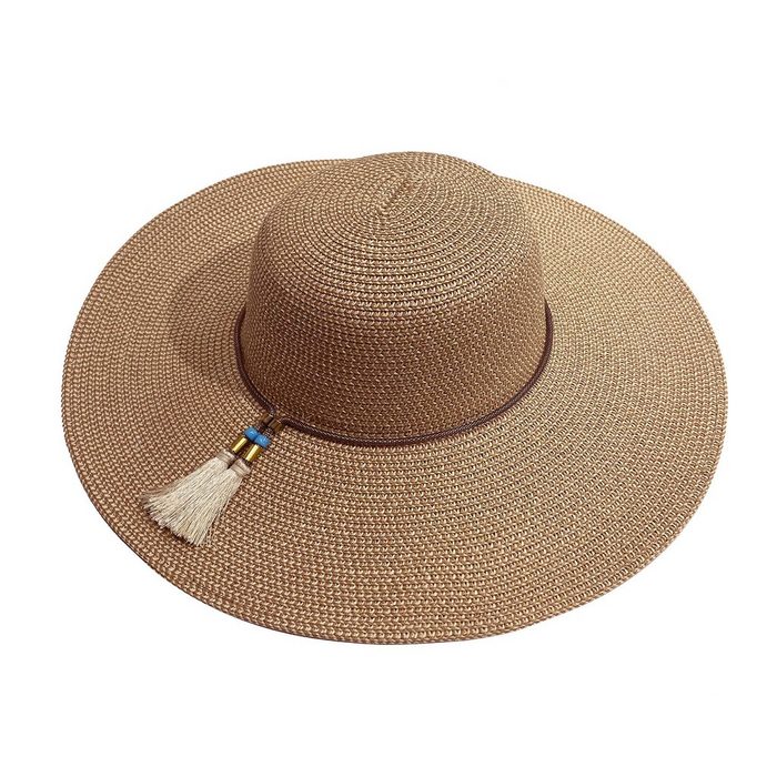 Leway Strohhut Strohhut Damen Faltbarer Hut aus Stroh Sonnenhüte mit Breite Krempe Strandhut UV Schutz Verstellbarer Sommerhut