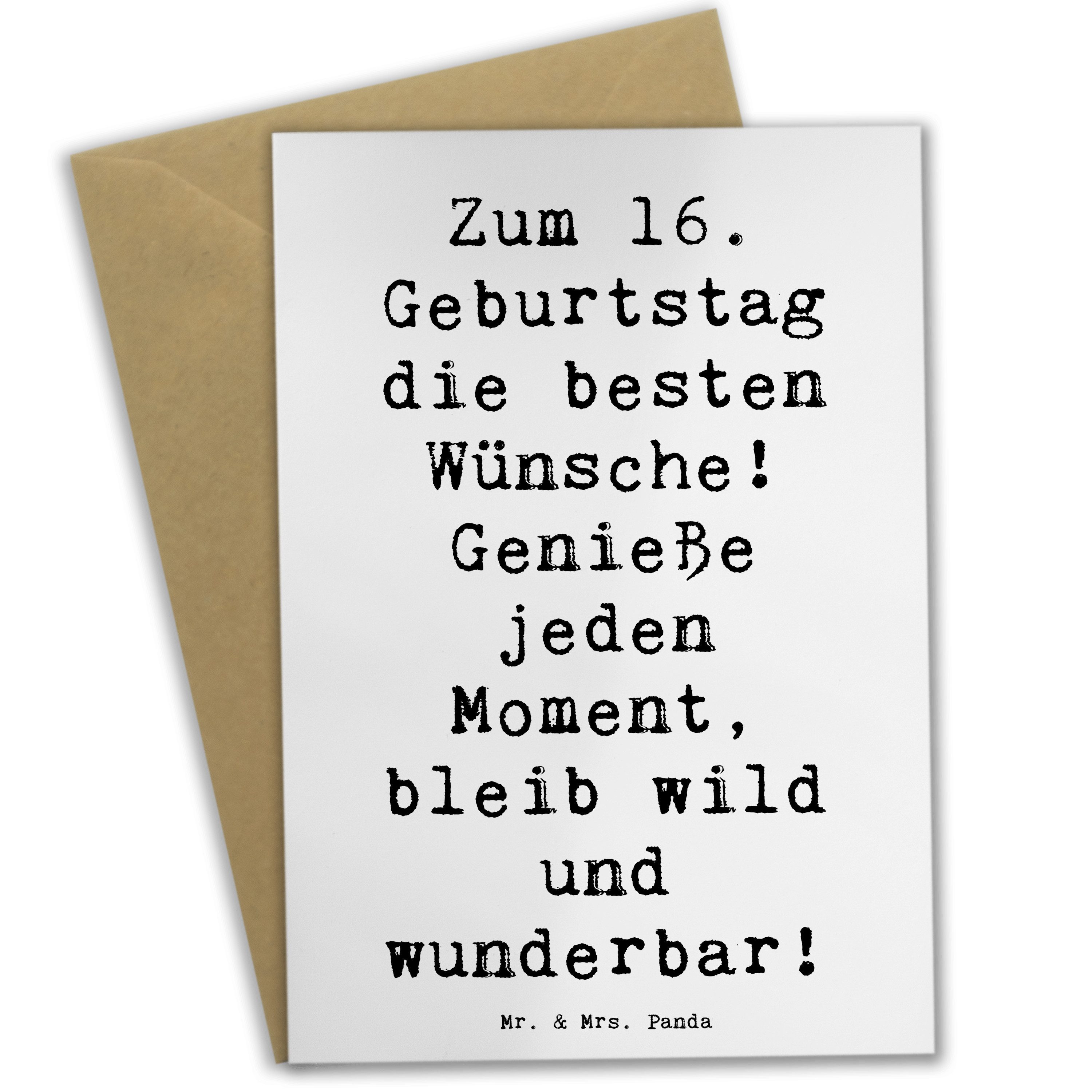 Grußkarte Spruch 16. Geburtstag Glück - Weiß - Geschenk, besondere Wünsche, pos