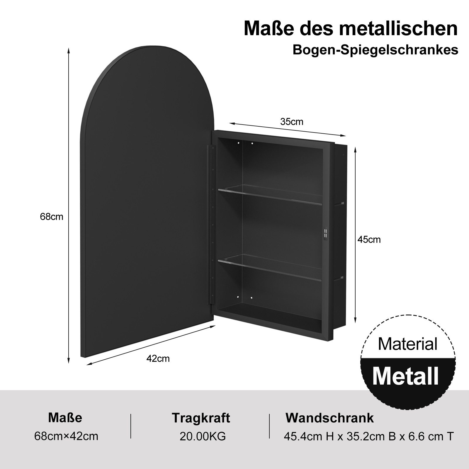 radelldar Badezimmerspiegelschrank Hängeschrank mit Spiegel metall, Badschr günstig online kaufen
