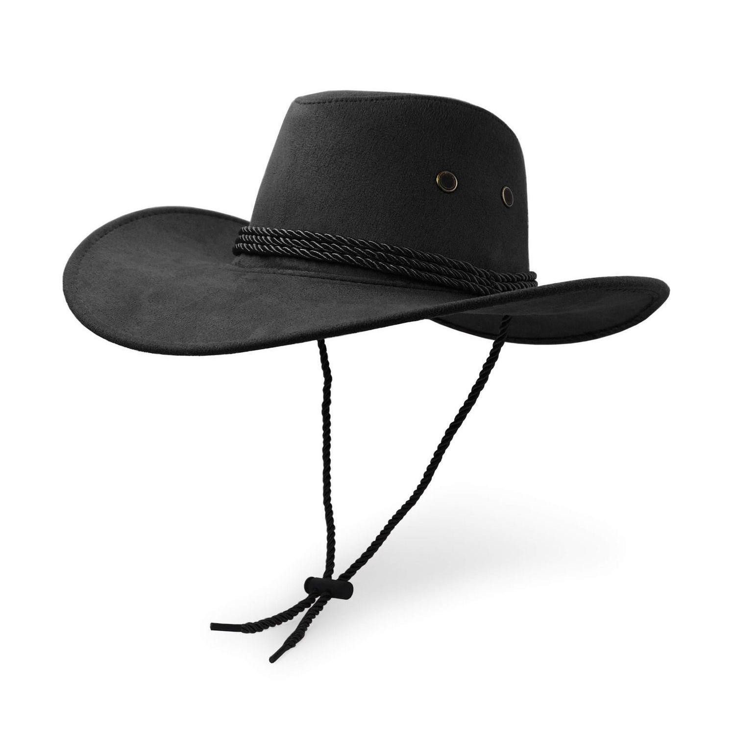 LuxusKollektion Cowboyhut Cowboyhut Sonnenhut Kunstleder Wildleder Einheitsgröße Schwarz