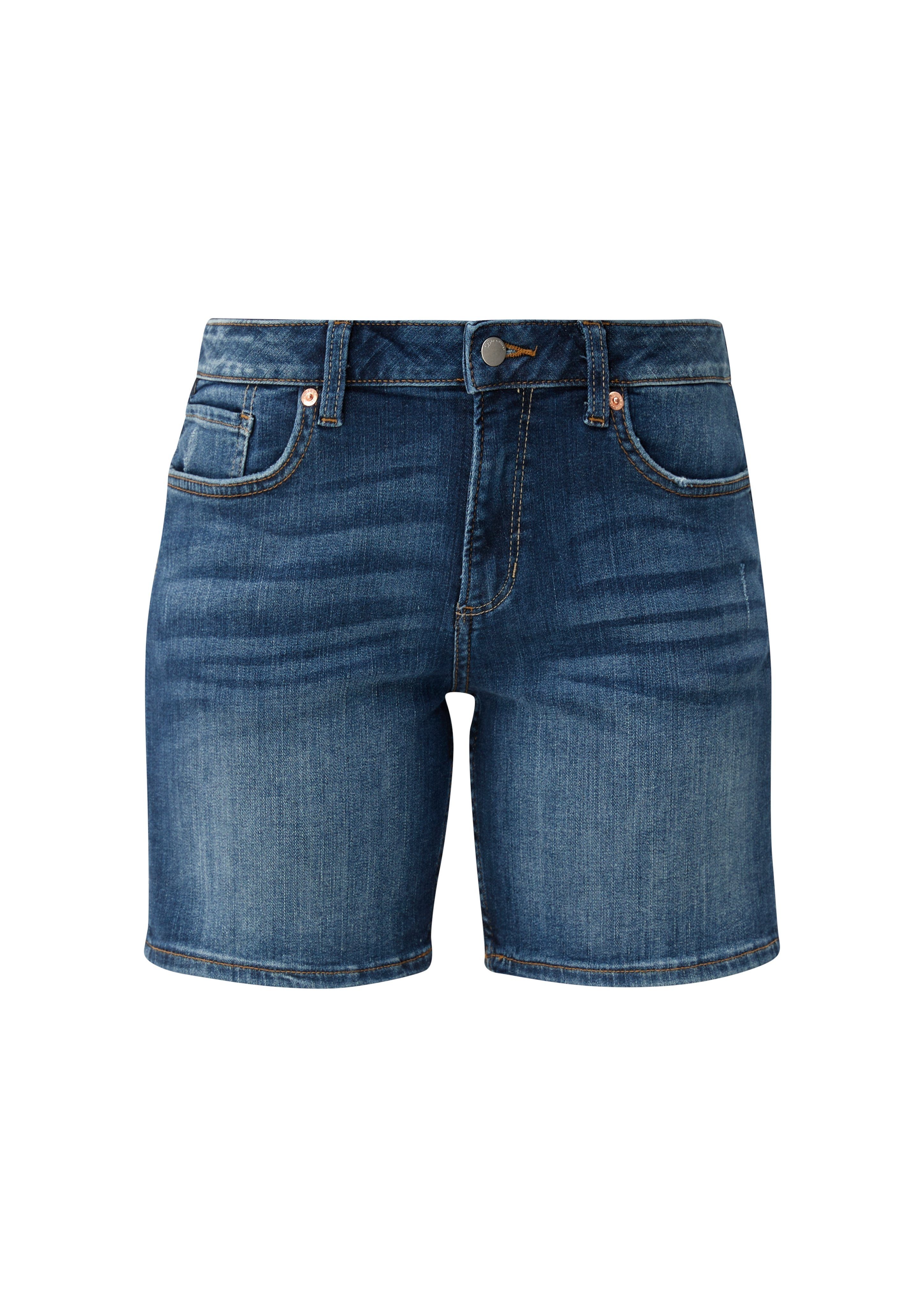 BLUE / Abby Slim Slim Jeans-Shorts Mid 53Z7 / Fit / Rise Jeansshorts Leg QS
