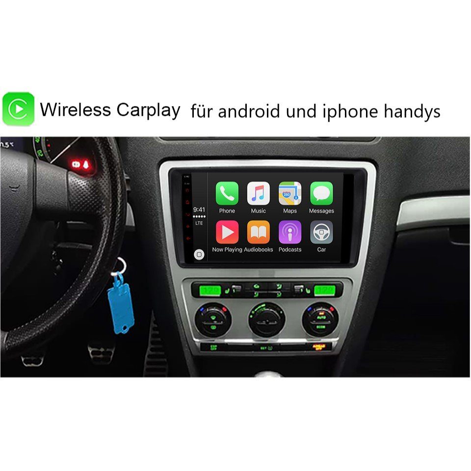 Einbau-Navigationsgerät GPS Carplay MP5 Android GABITECH Octavia Yeti und Skoda für 9'' BT Autoradio