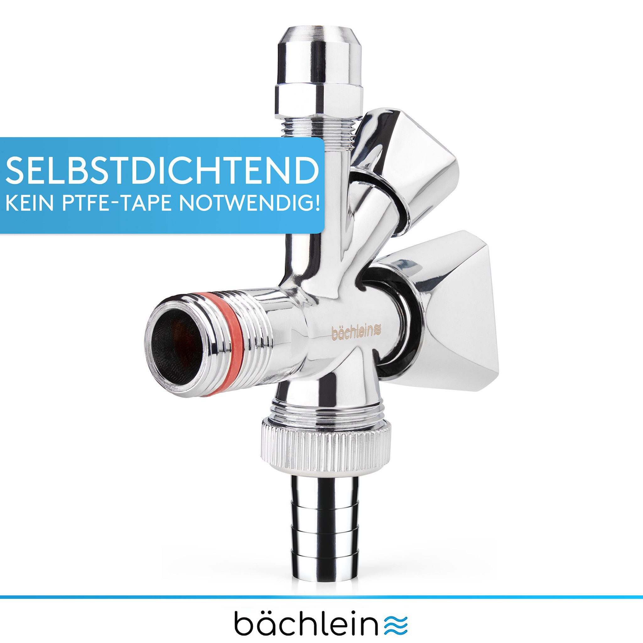 Bächlein Geräteventil Kombi-Eckventil - 3 Wege Auslaufventil, Chrom