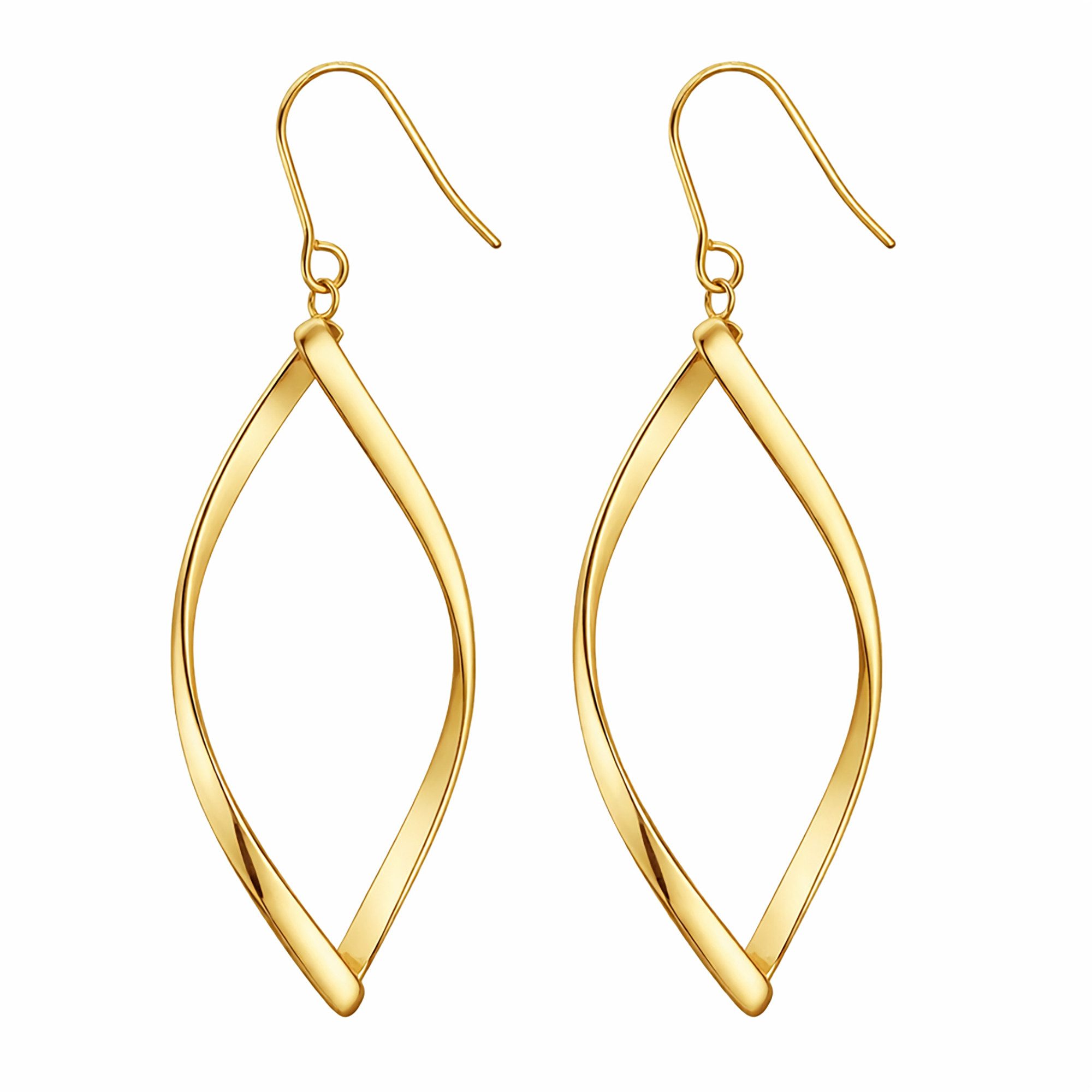 LÖB Paar Ohrhänger 750 Gold vergoldet Edelstahl Ohrringe Hängend Tropfen Spirale Anhänger (Geschenke für Frauen Beste Freundin Mutter Mama Damen zum Geburtstag Weihnachten Weihnachtsgeschenke, Inkl. Schmuckbox), Goldene Ohrhänger Modern Tropfenform Hängeohrringe Minimalistisch
