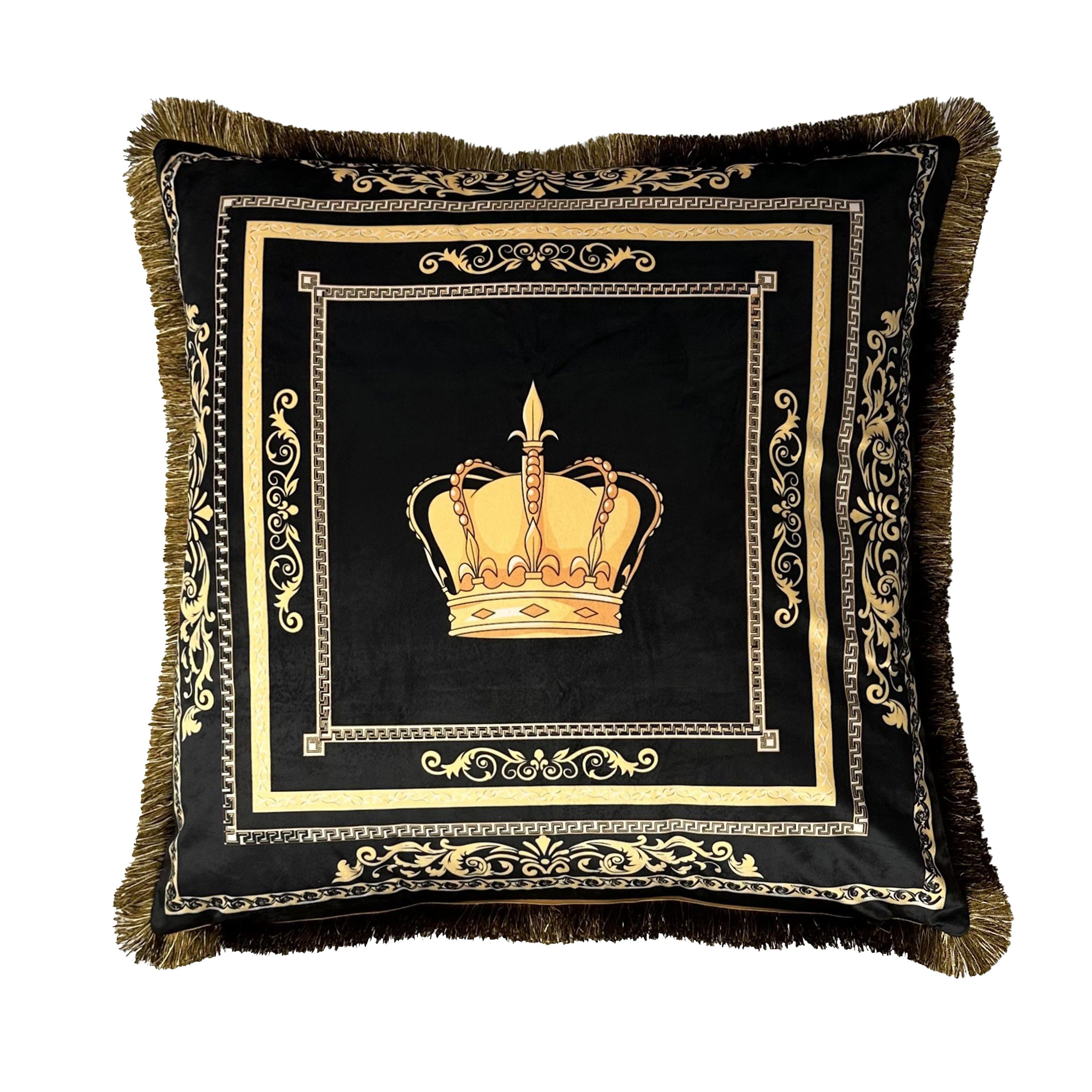 Belle Arti Dekokissen Kissen Fleece mit Reissverschluss und Füllung - Krone 45 cm x 45 cm
