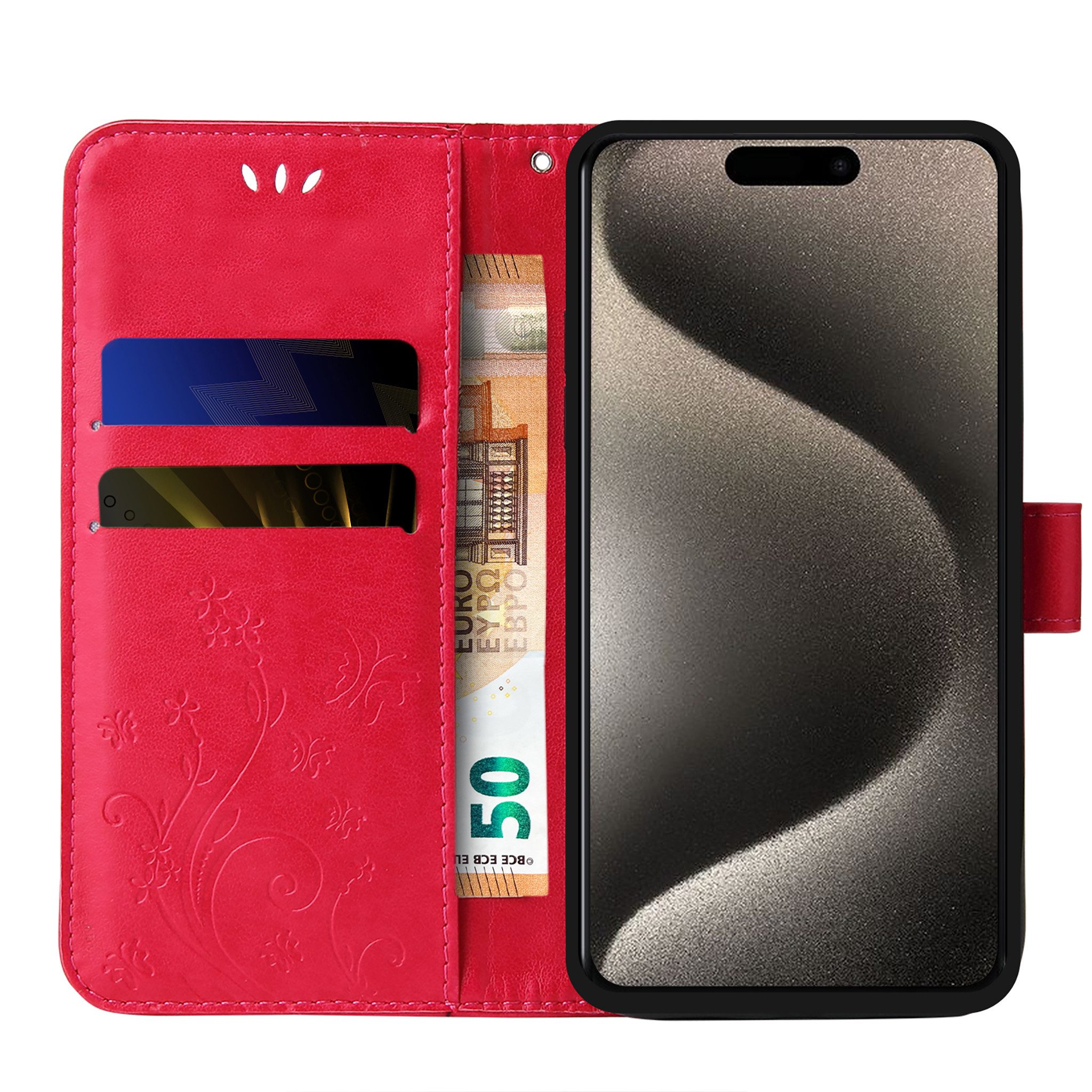 Tec-Expert Handyhülle Cover Tasche Hülle für Apple iPhone 17 Air, Klapphülle Case mit Kartenfach Fliphülle aufstellbar, Motiv Blumen