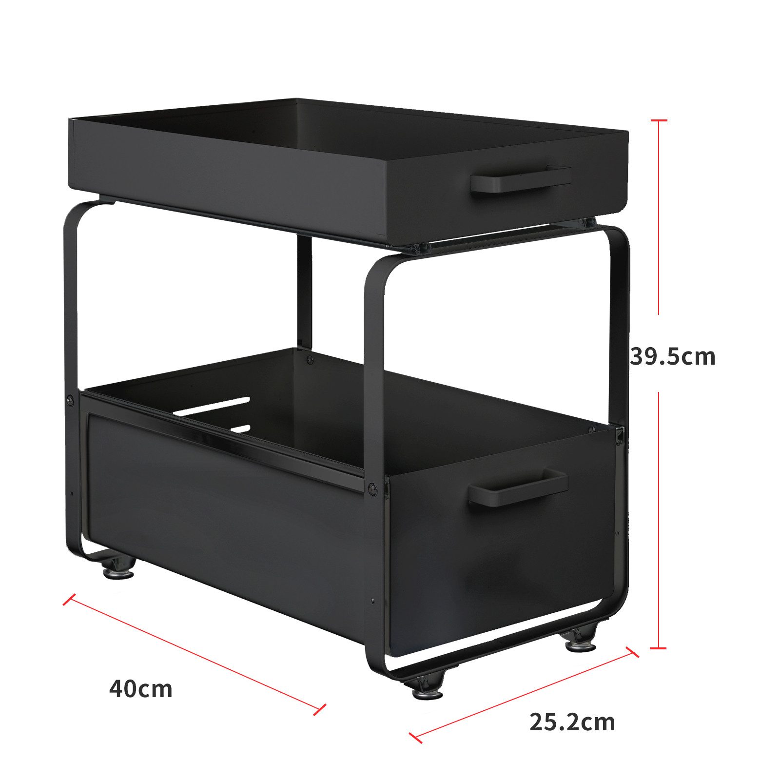 JEOBEST Küchenregal Küchenregal Regal mit 2 Korb-Auszügen, Spülschrank Organizer – Bild 3 von 5
