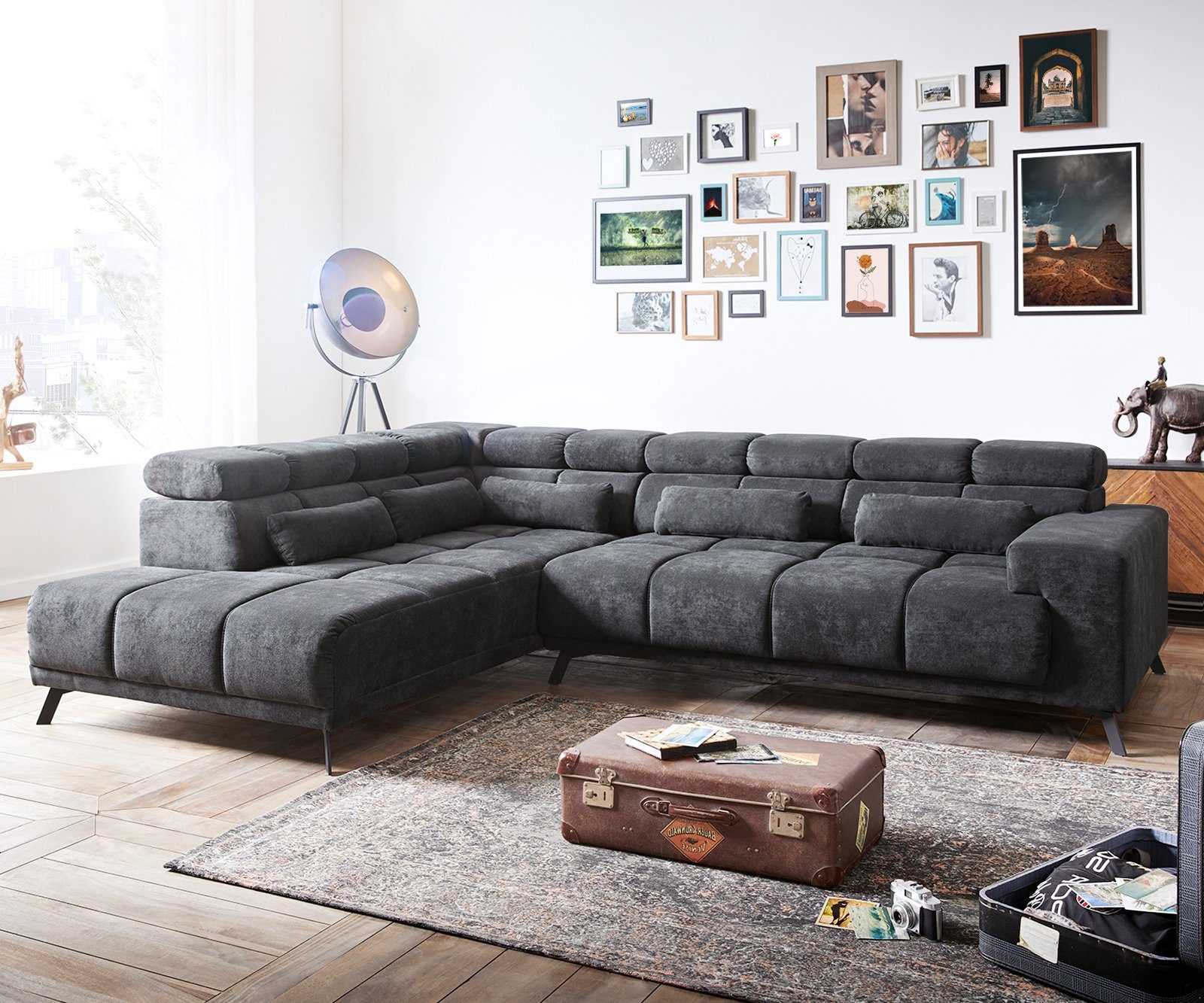 DELIFE Ecksofa Catan, Mikrofaser Anthrazit 295x230 günstig online kaufen