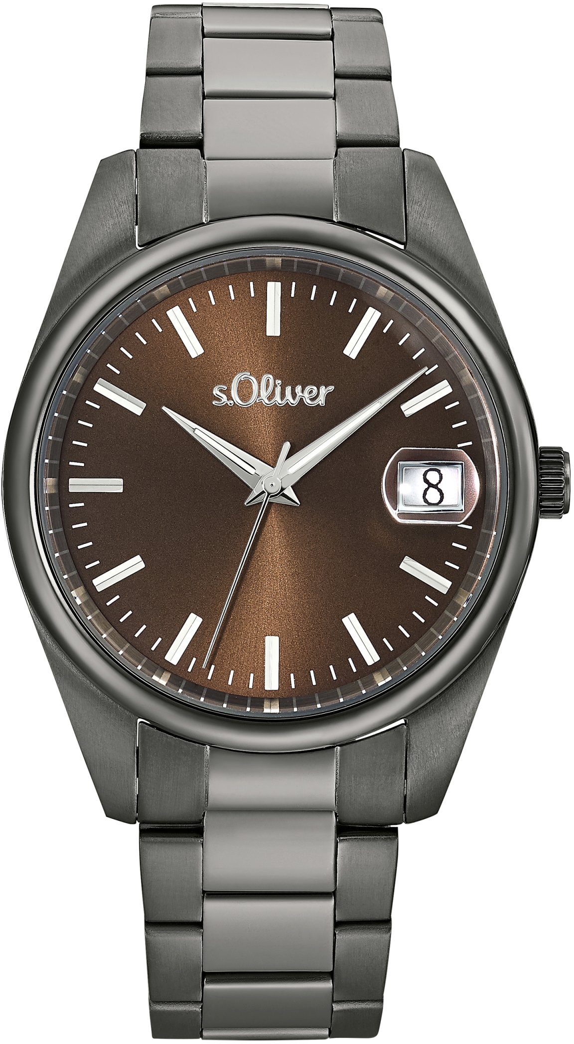 s.Oliver Quarzuhr 2033529, Armbanduhr, Herrenuhr, Datum, analog, Edelstahlarmband