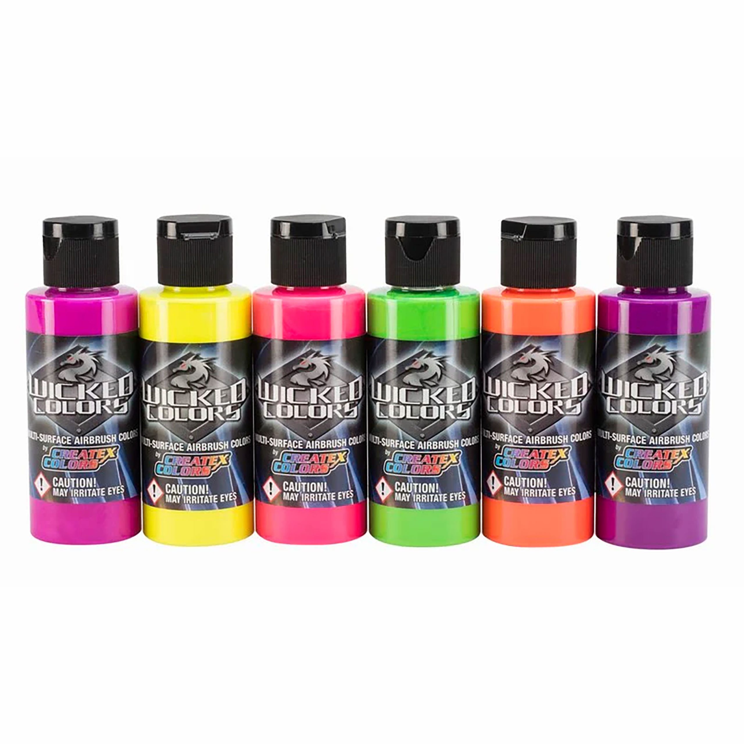 Createx Colors Acrylfarbe Wicked Set 6 x 60ml fluoreszierend 116103 Airbrushfarbe