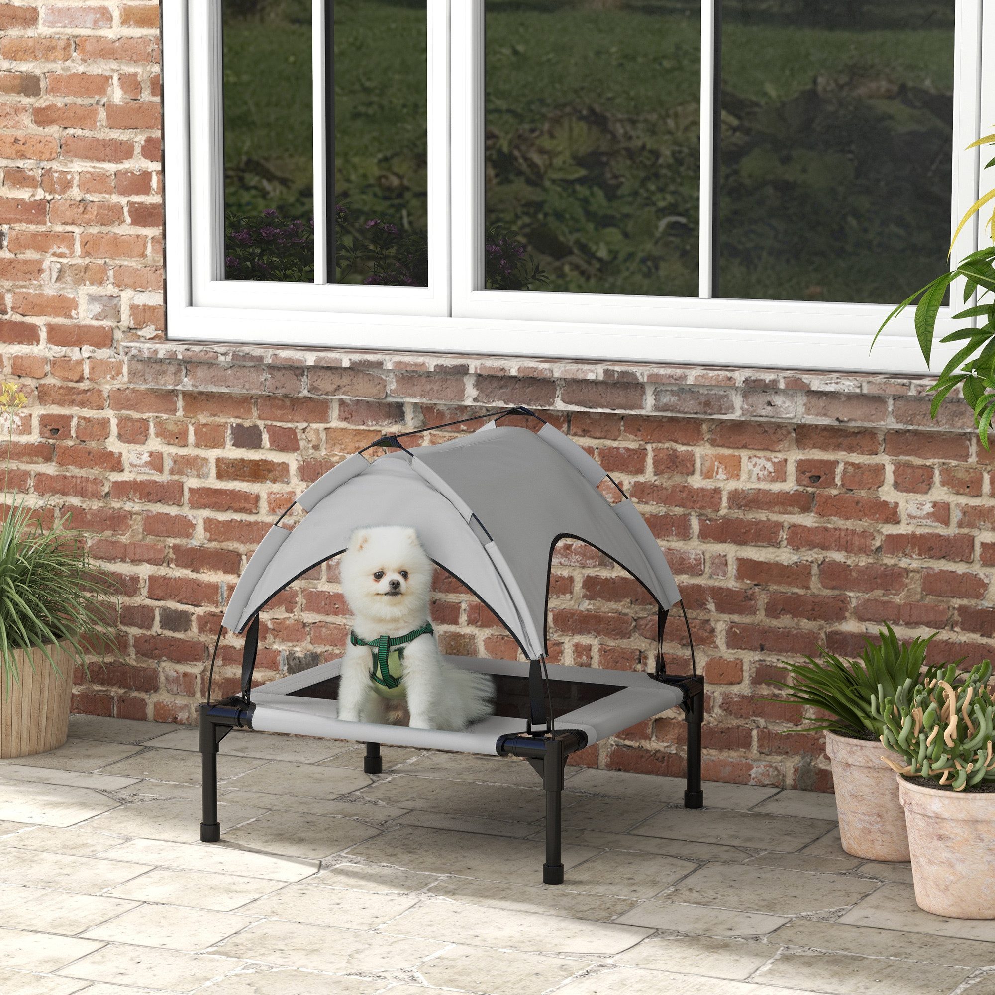 PawHut Tierbett mit Baldachin, Outdoor Hundeliege günstig online kaufen