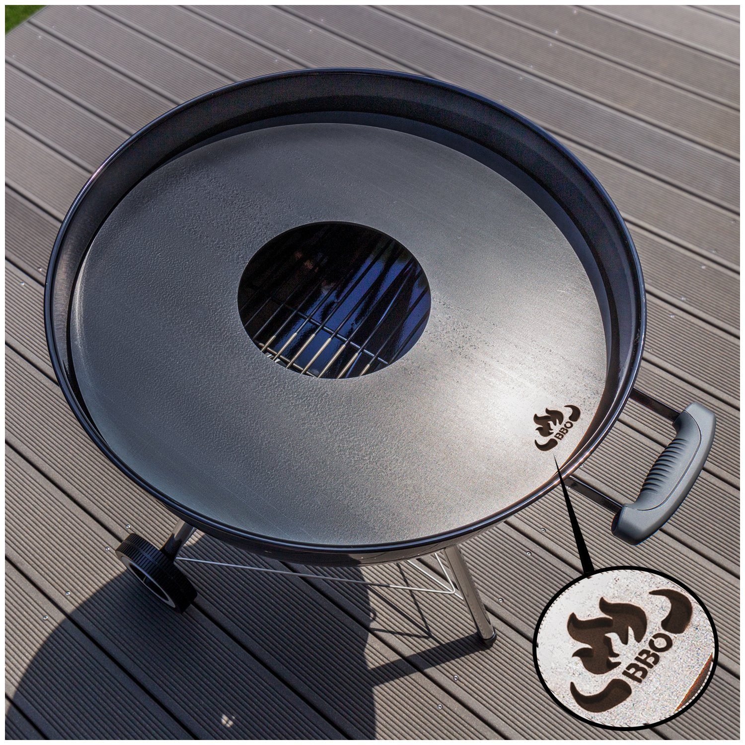 teileplus24 Grillplatte FR01 Grillring Ø 55cm Grillplatte Plancha für zB Weber Kugelgrill