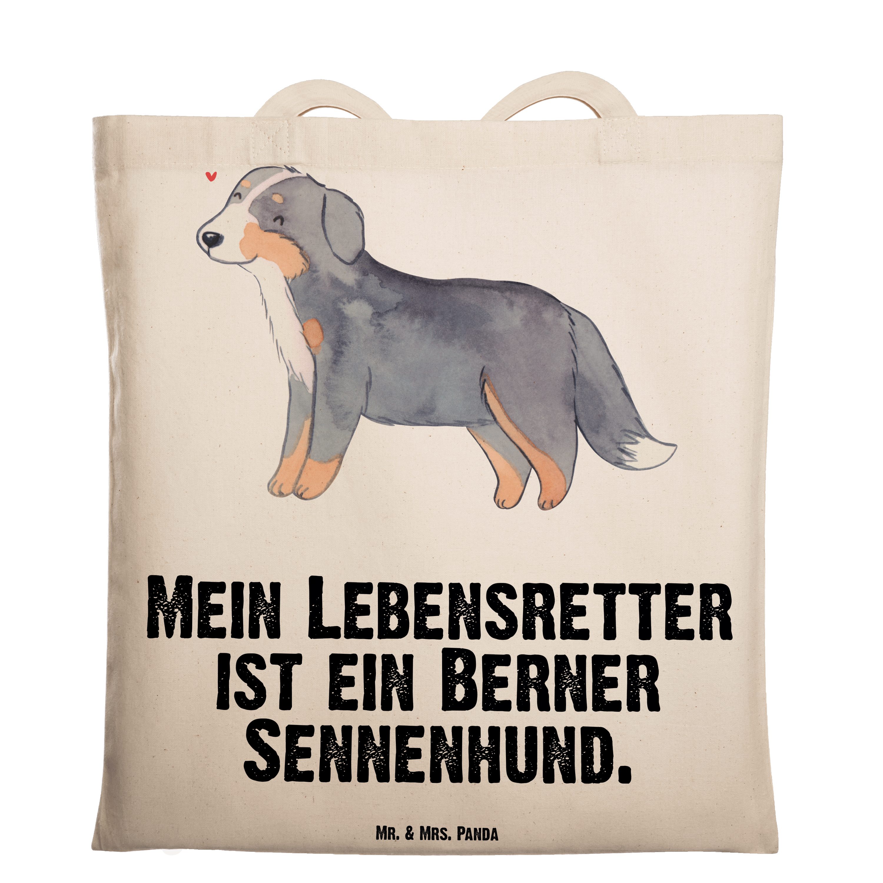 Einkaufstasc - (1-tlg) Mrs. Tragetasche Transparent & - Mr. Geschenk, Berner Panda Sennenhund Lebensretter