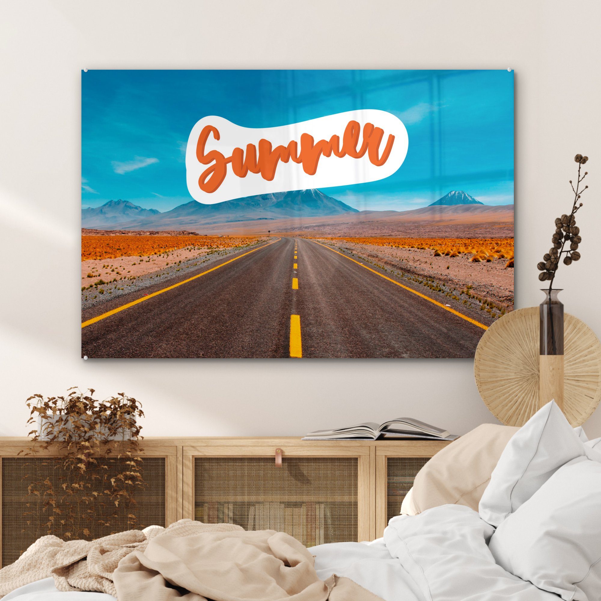 Acrylglasbilder & - Sommer, Acrylglasbild - Wohnzimmer MuchoWow St), (1 Autoreise Amerika Schlafzimmer