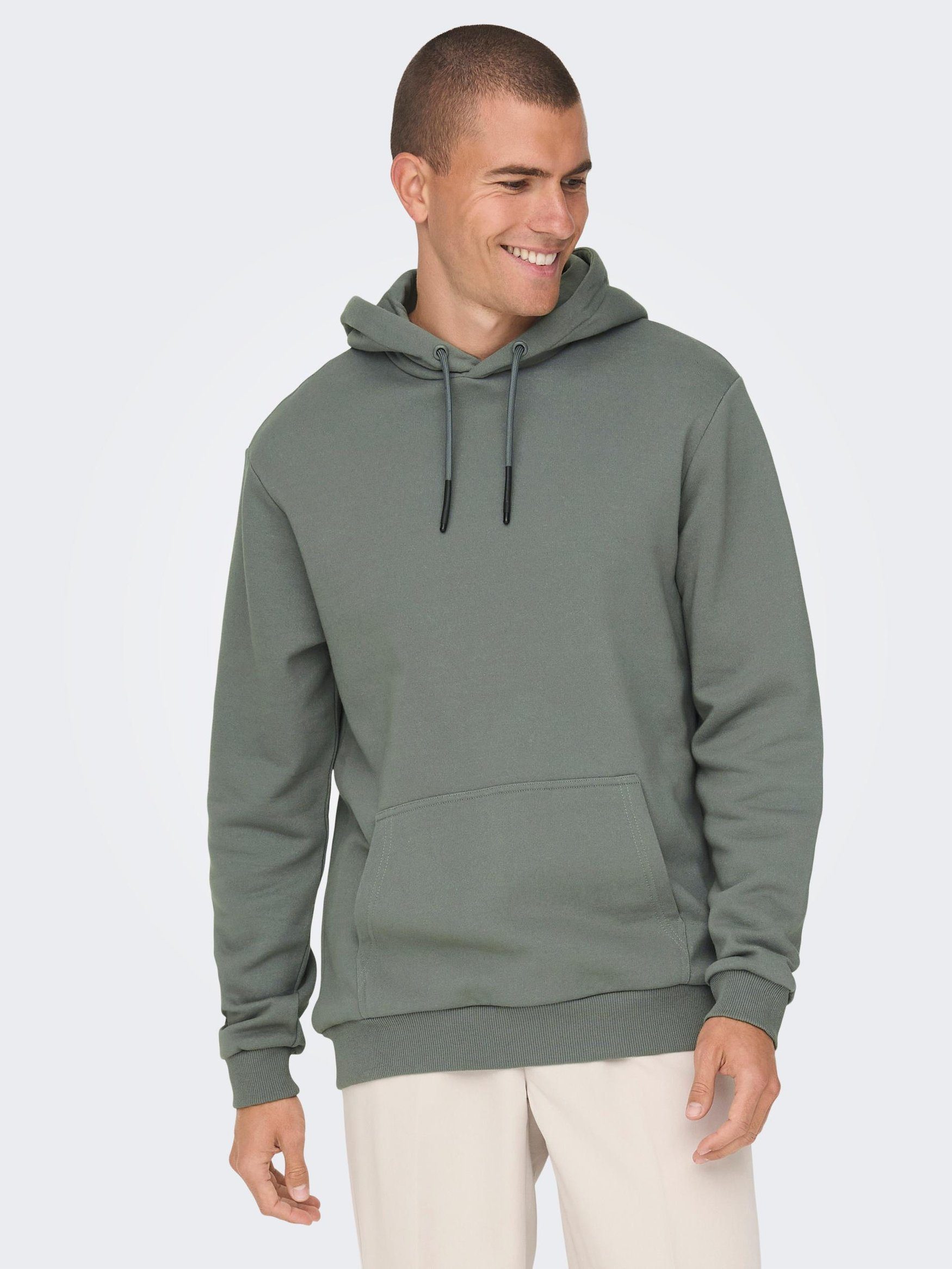 Basic in Pullover Hoodie Grün-2 SONS Weicher Hoodie Kapuzen ONLY & 5425 ONSCERES