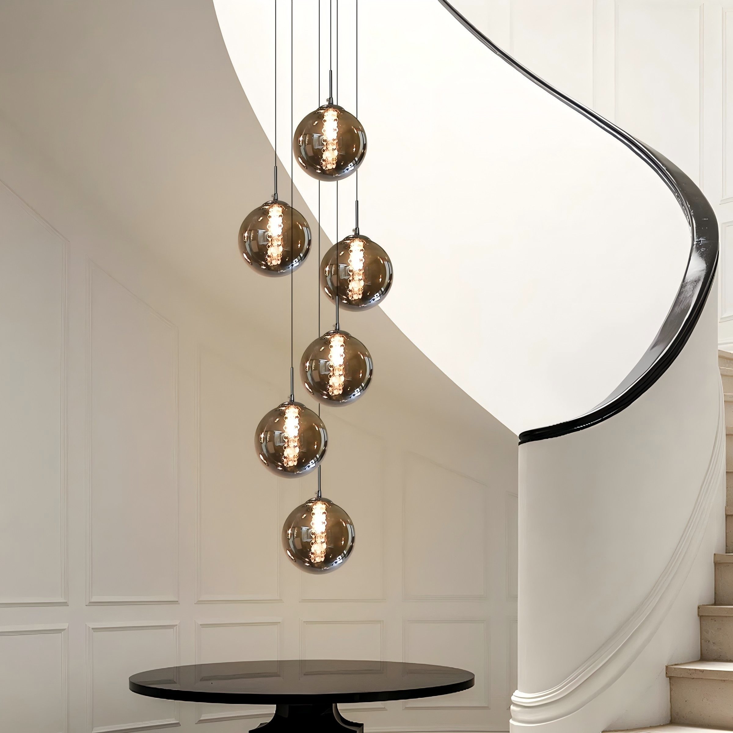 ZMH LED Pendelleuchte 6-Flammig Esstisch Höhenverstellbar aus Glas in Farbe günstig online kaufen