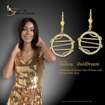 GoldDream Paar Ohrhänger GoldDream 333er Gold weiß Style Zirkonia (Ohrhänger), Damen Ohrhänger Style aus 333 Gelbgold - 8 Karat, Farbe: gold, weiß