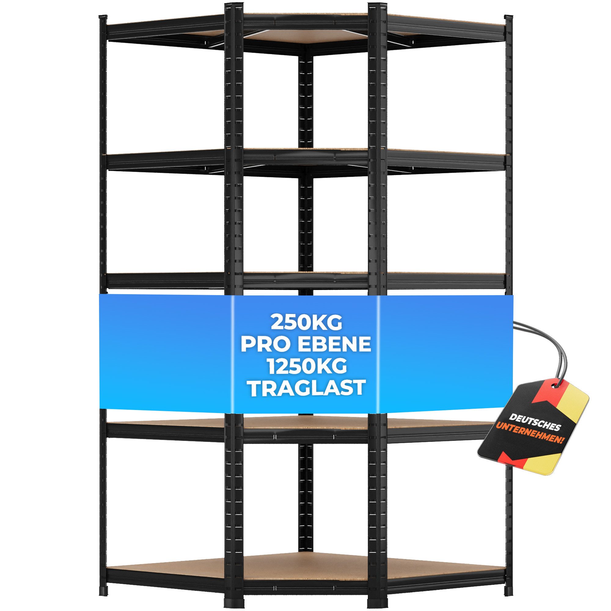 ALL Schwerlastregal Eckregal - Sets Premium Qualität, 180x90x60cm 1250kg Traglast