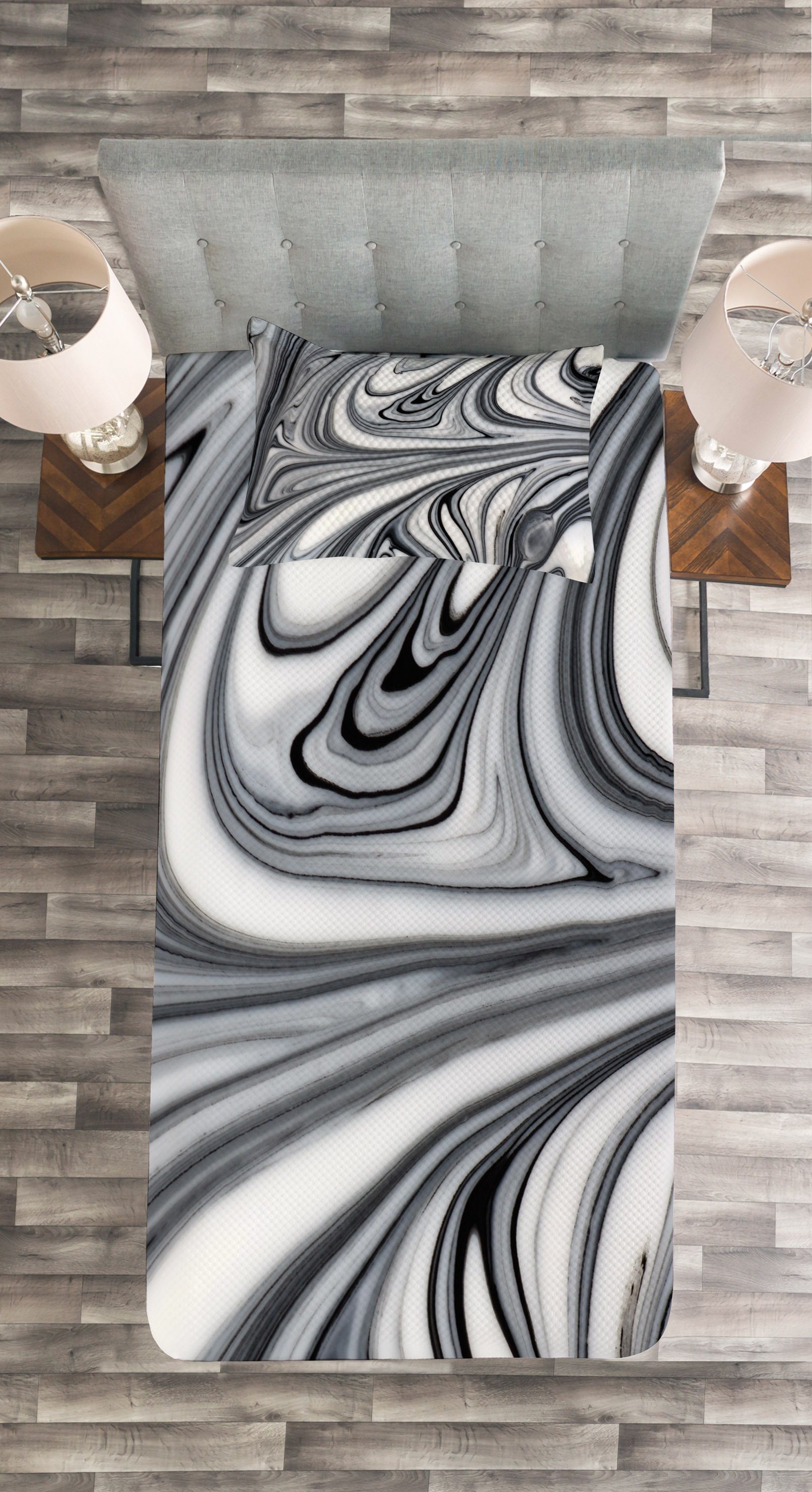 Kunst Abakuhaus, Schwarz-weiße Kissenbezügen mit Abstrakt Set Waschbar, surreale Tagesdecke