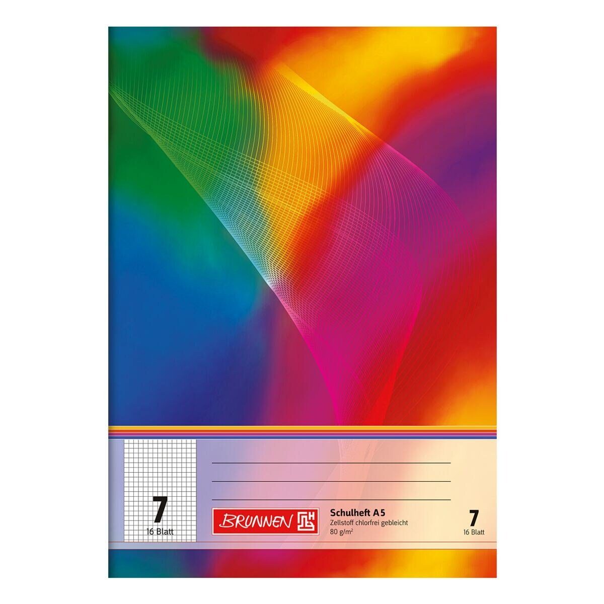 BRUNNEN Schulheft, A5, kariert (Lineatur 7), 16 Blatt, ungelocht