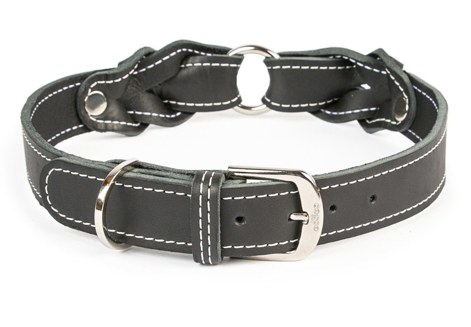 CopcoPet Hunde-Halsband Lederhalsband Hundehalsband - Heidi, Verchromt, Leder, Geflochten, Handarbeit