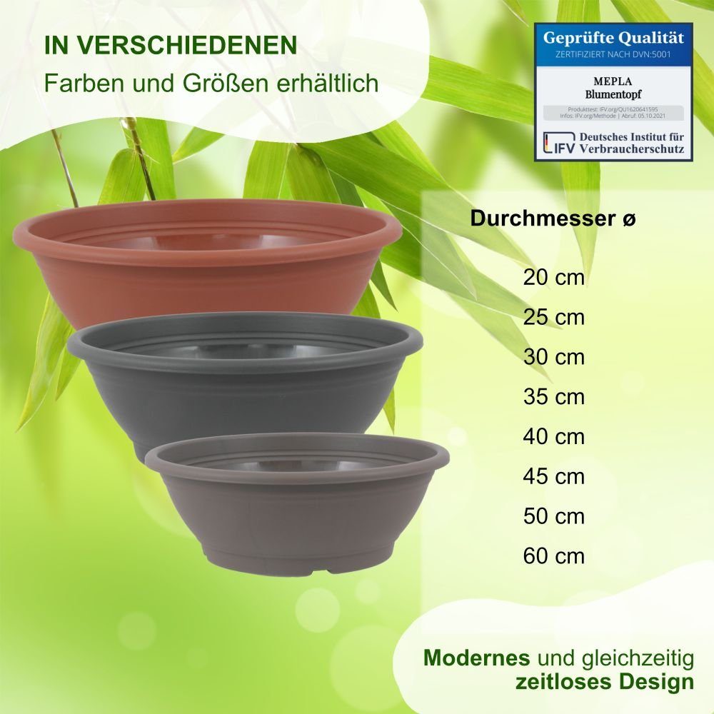 Heimwerkercenter Pflanzschale MePla Pflanzschale mit Bodenloch ø20-60 cm, aus wetterfesten Kunstoff