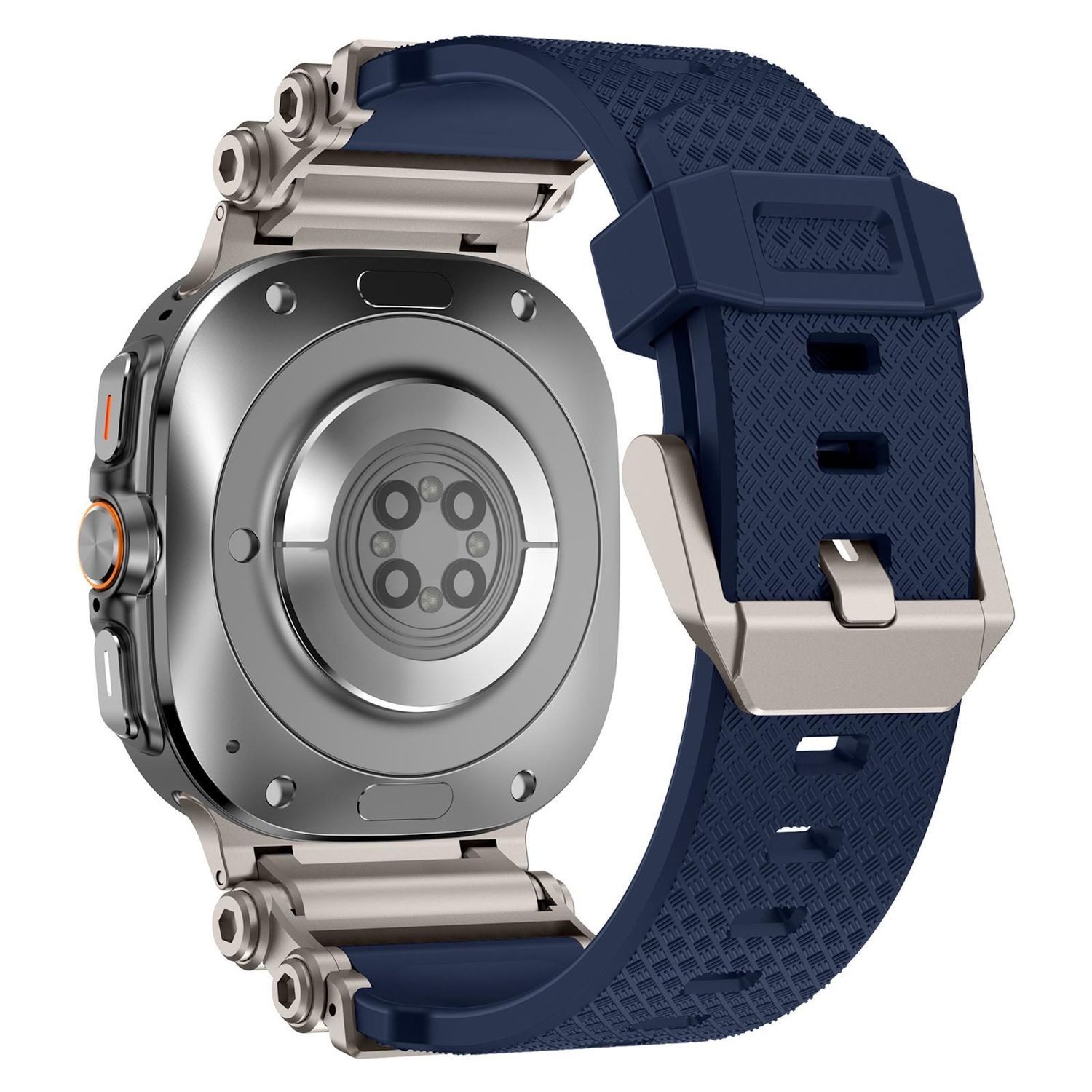 Wigento Smartwatch-Armband Für Samsung Galaxy Watch Ultra 2 / Ultra 47mm Silikon Metall Armband, Silikonarmband mit Metall Schnellverschluss