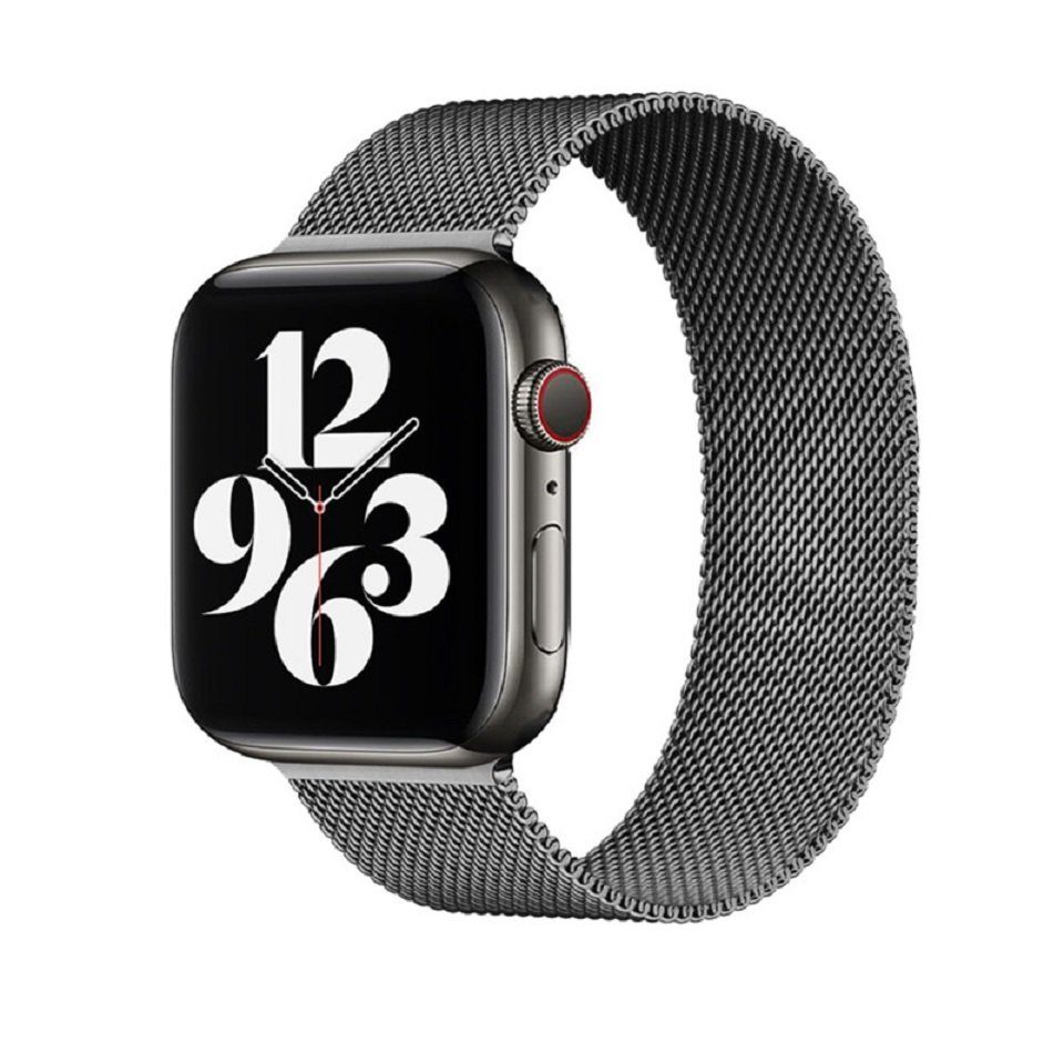 Grau Edelstahl Metallarmband ENGELSINN Schwarz Mesh für Watch Smartwatch-Armband magnetisch Apple