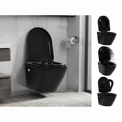 vidaXL Tiefspül-WC Wand-WC ohne Spülrand Keramik Schwarz