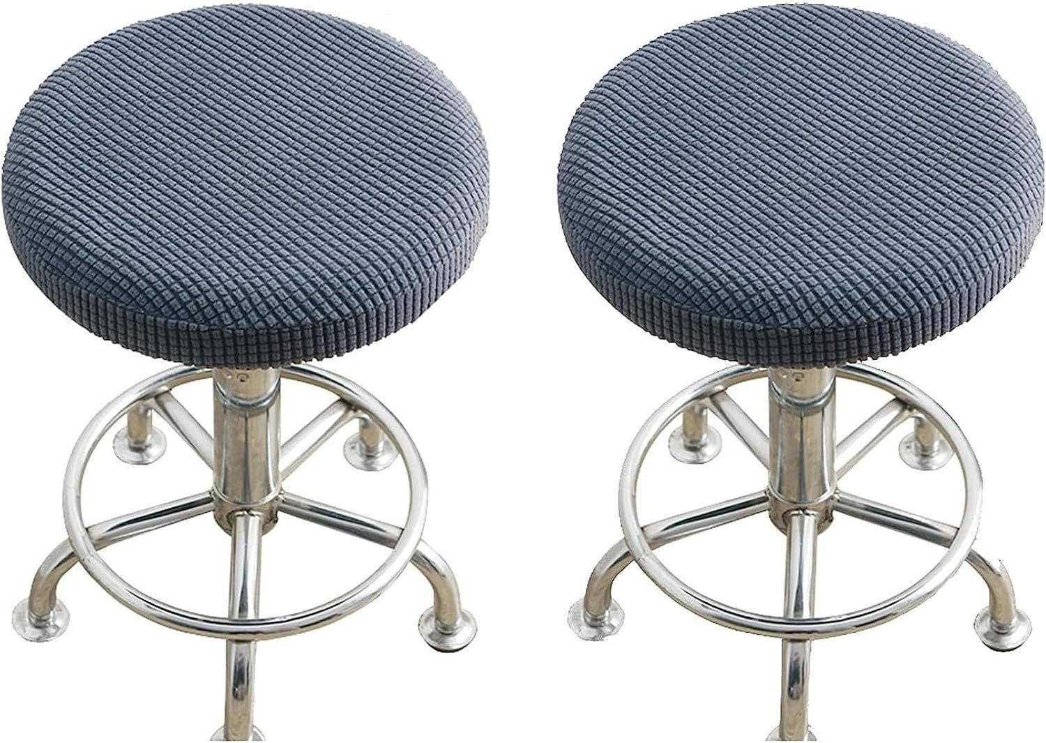 Coonoor Stuhlhusse 2x Hockerbezug Rund Luxuriöser Stoff, Dehnbar Knitterfrei Waschbar, Staubdicht Weich und Langlebig