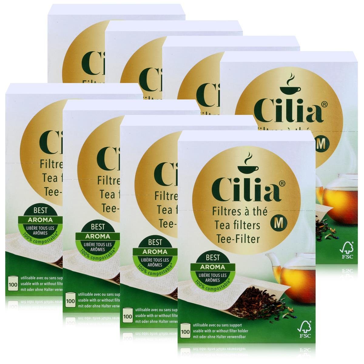 (8er Cilia CILIA® Halter Pac 100Stk. M Grösse verwendbar Teefilter Teesieb mit/ohne