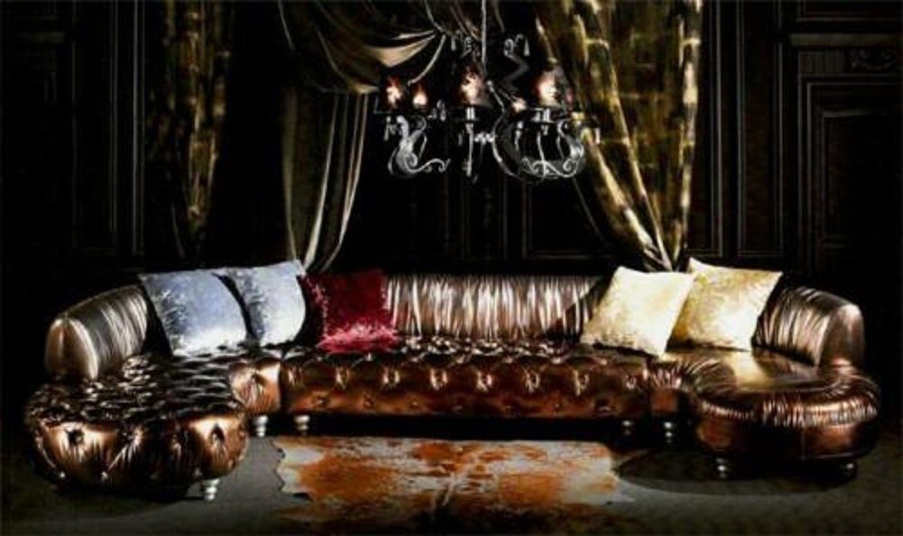mit billiger Ware handeln JVmoebel Ecksofa, VIP Gold Designer Couch Form Wohnlandschaft Chesterfield U Polster