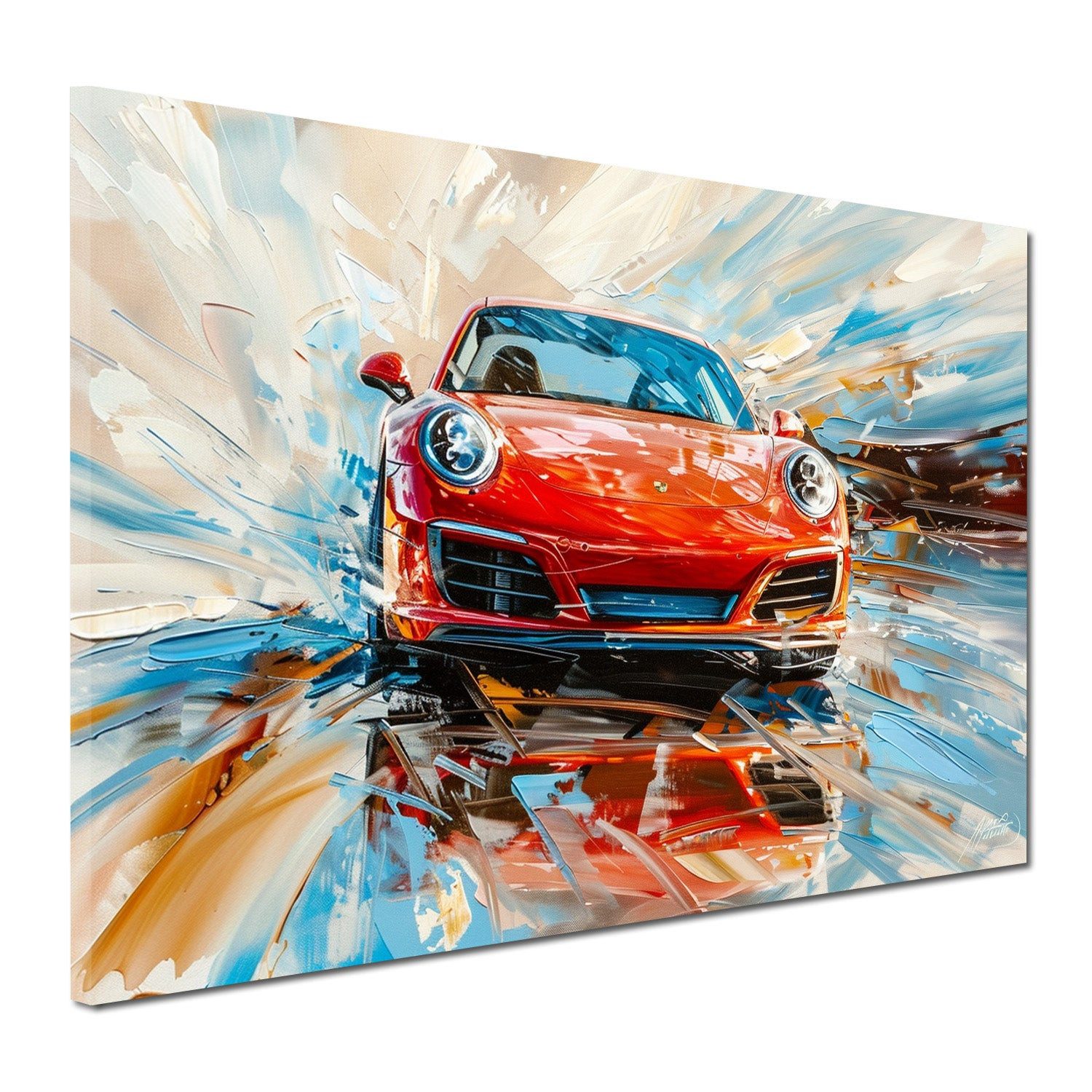 Artedinoi Leinwandbild Roter Sportwagen Geschwindigkeit Wandbild Leinwandbild Kunstdruck XL W, Roter Sportwagen, dynamisch