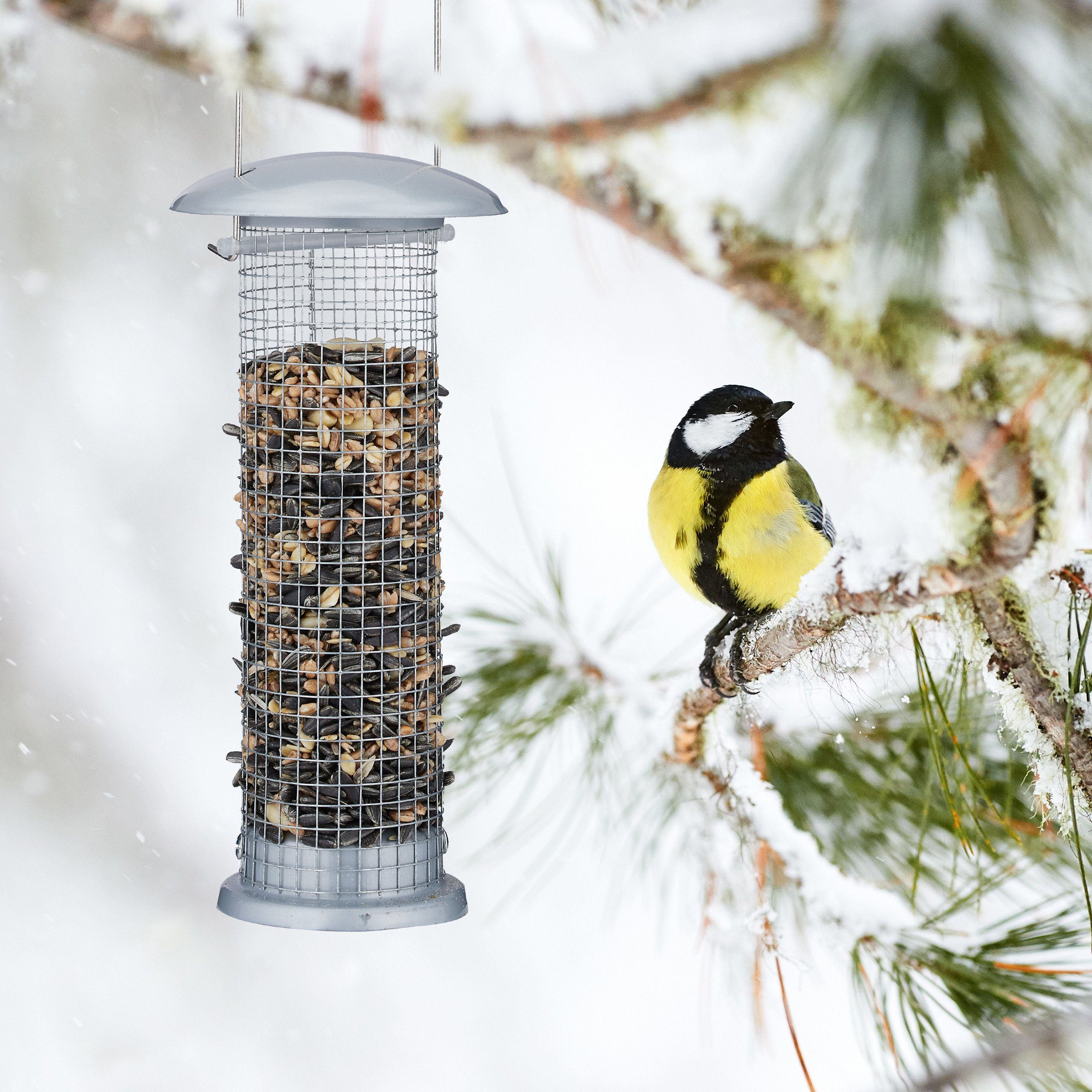relaxdays Vogelhaus Vogelfutterspender 2er Set zum Aufhängen