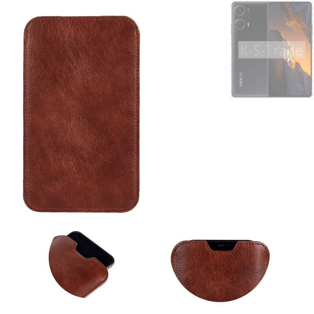 K-S-Trade Handyhülle für POCO F5, Schutzhülle Handyhülle Handytasche Kunstleder Sleeve in braun
