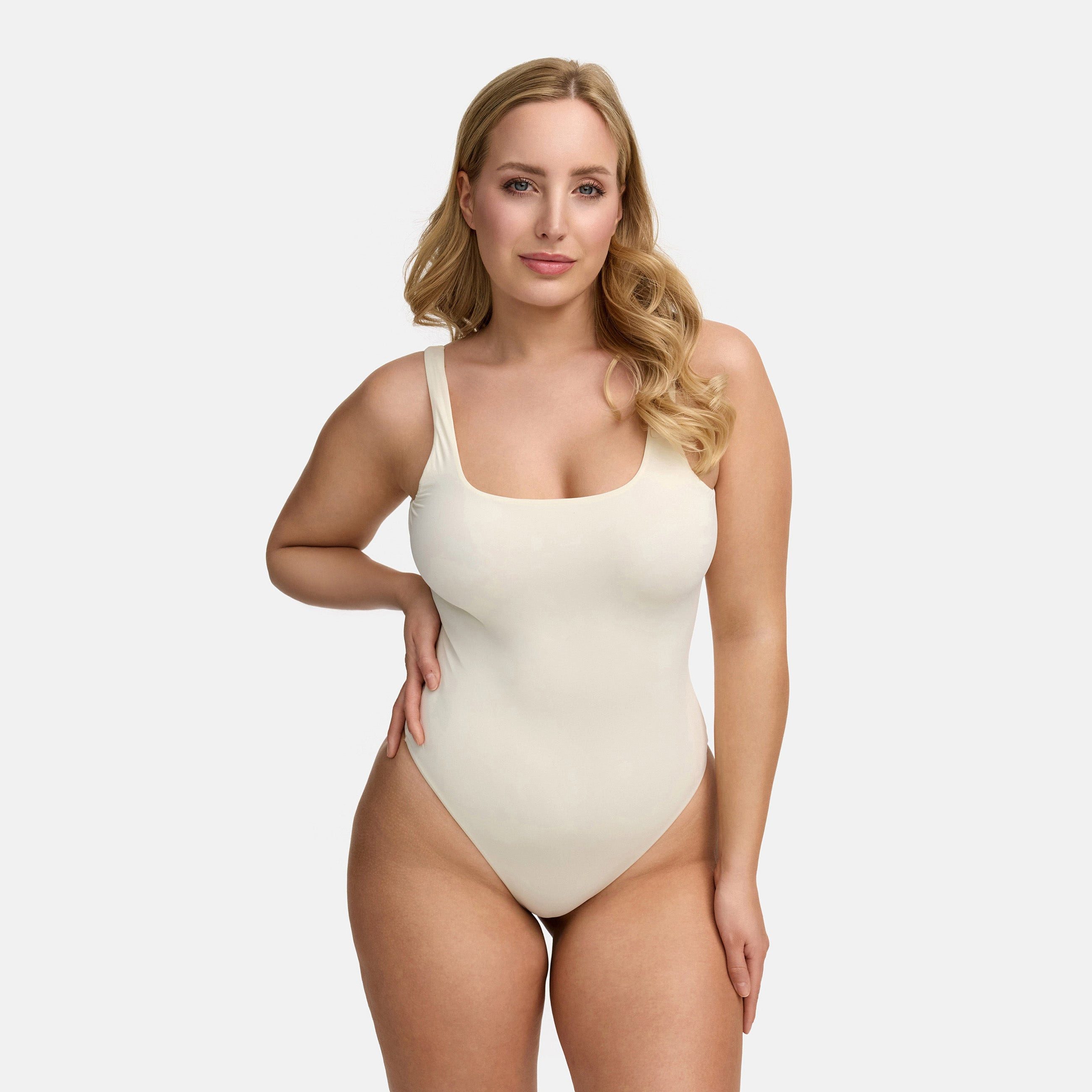 cfab (creamy fabrics) Miederbody Low Back - Body-Weiß-2XL (1-tlg) Figurformend