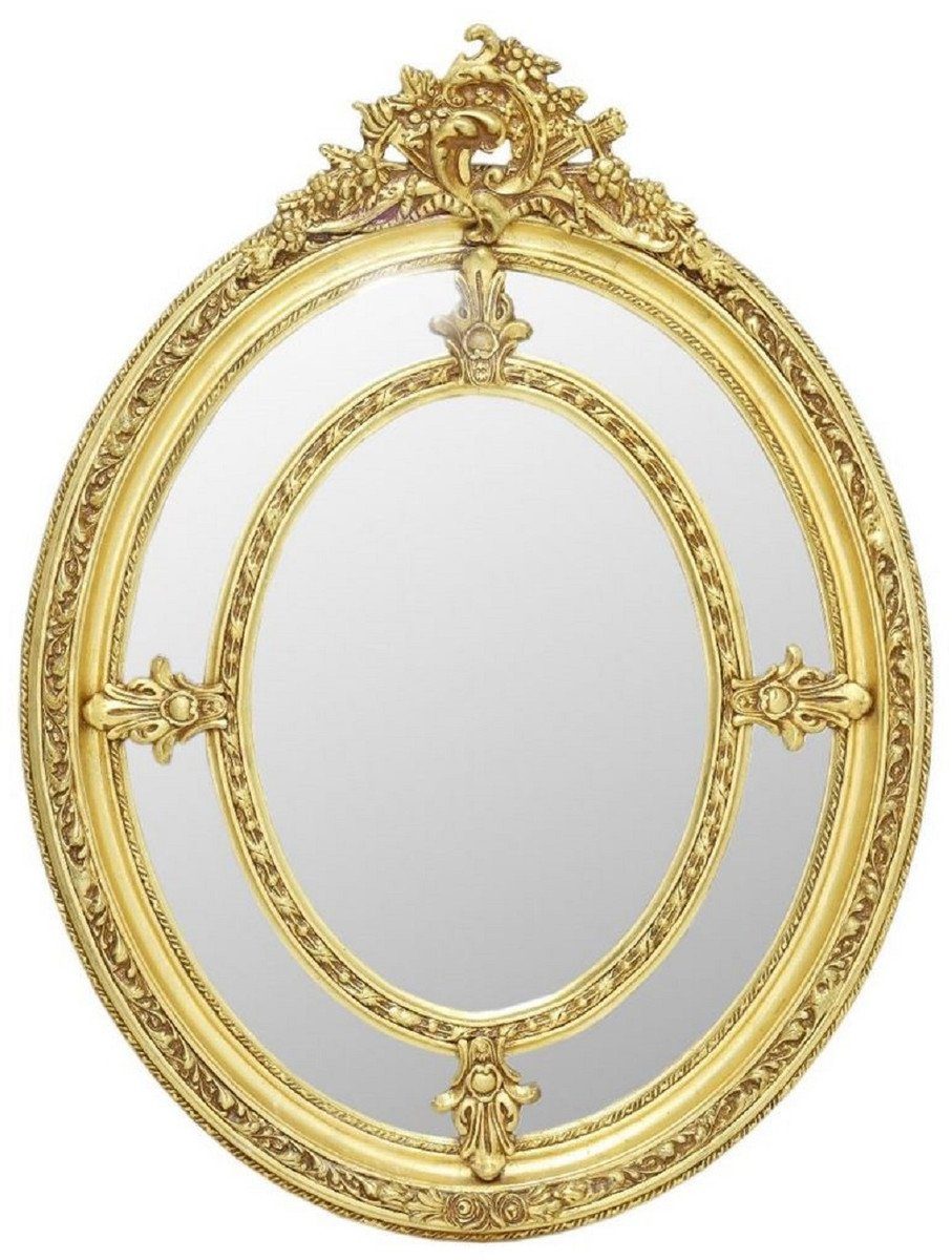 Casa Padrino Barockspiegel Barock Spiegel Gold - Ovaler Antik Stil Wandspiegel - Wohnzimmer Spiegel - Garderoben Spiegel - Prunkvolle Barock Möbel