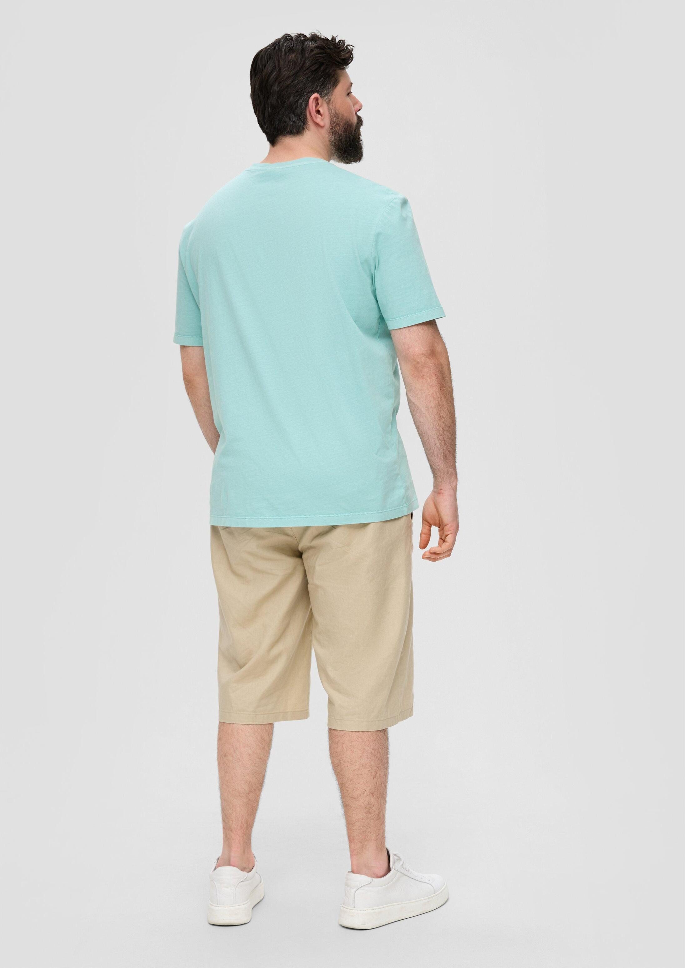 s.Oliver Kurzarmshirt T-Shirt T-Shirt mit Garment Dye und Henley-Ausschnitt