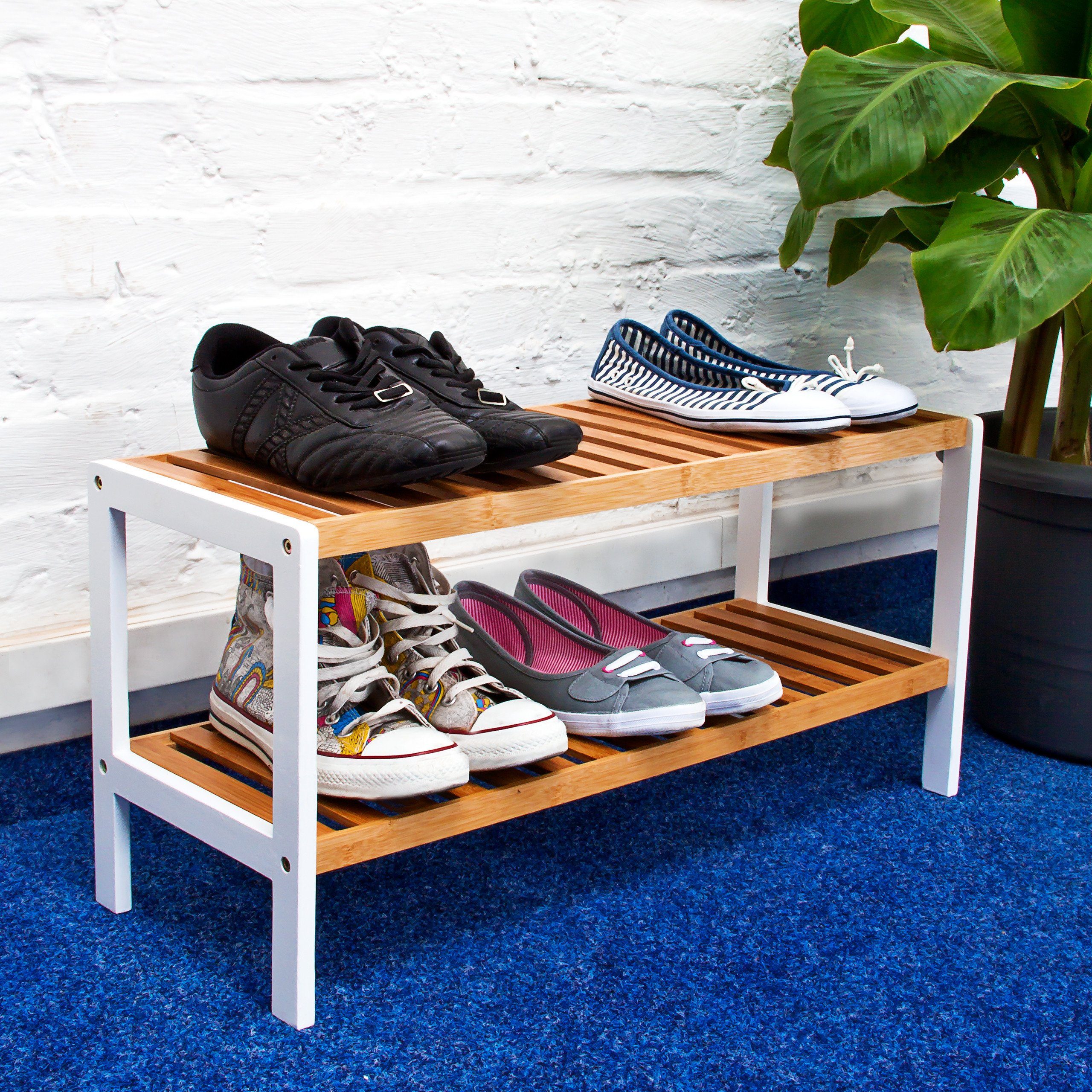 relaxdays Schuhregal Bambus 2 Etagen braun günstig online kaufen