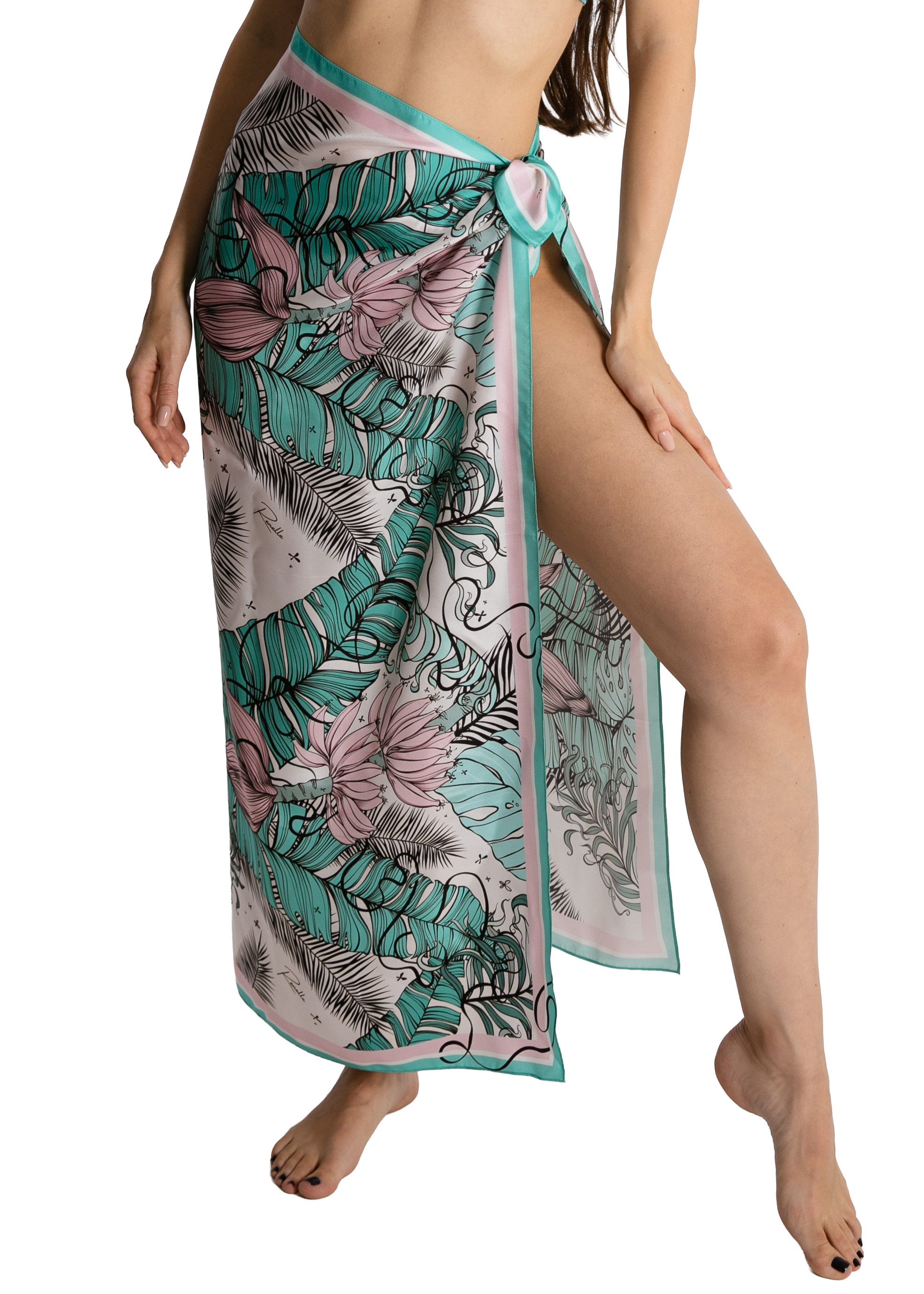 Renelle Sarong Renelle Luxus Seiden Pareo – Damen Strandtuch, Wickelrock & Sarong, Handgemalte Designs aus 100% Seide, 100x100 cm