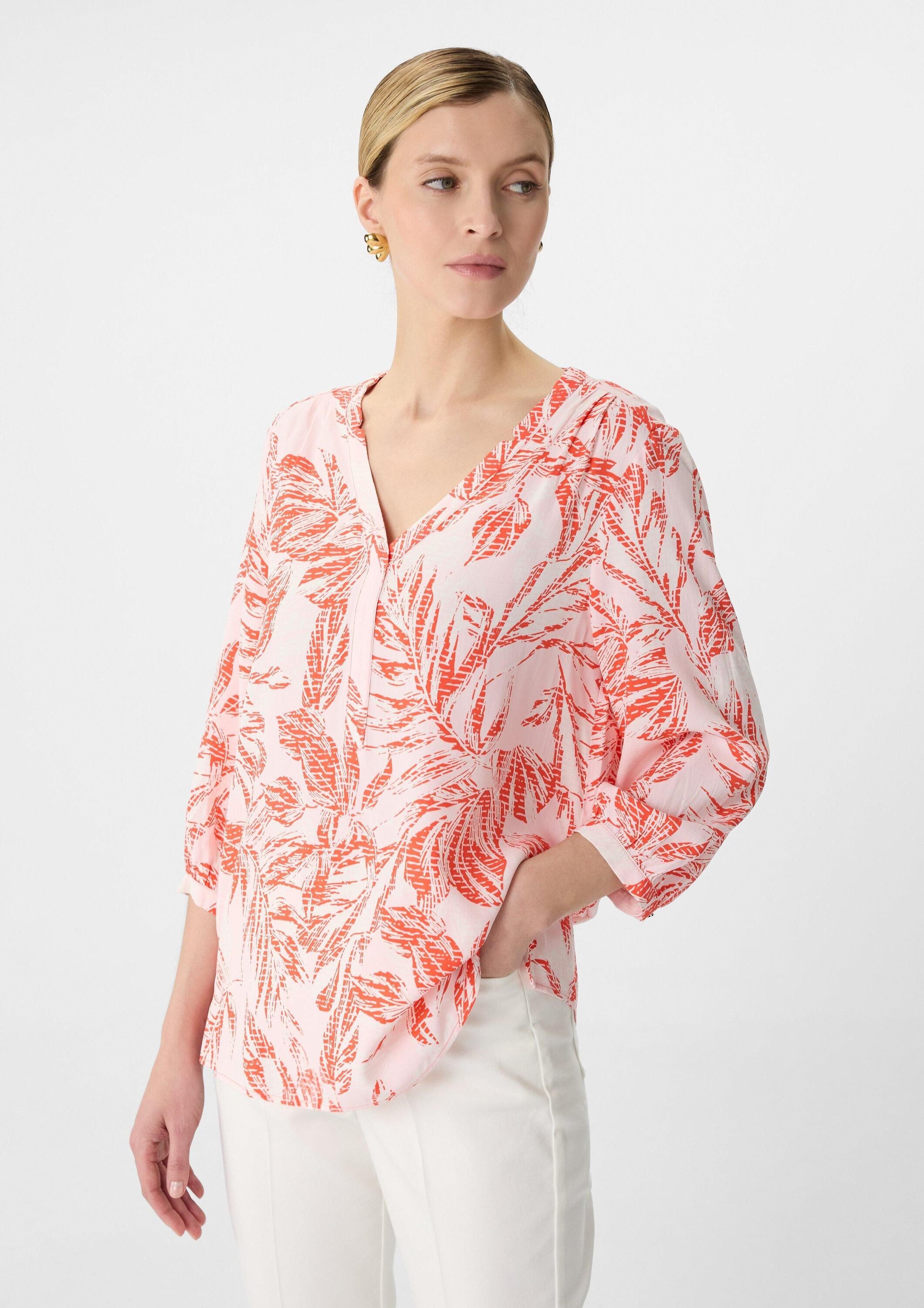 comma Kurzarmbluse Bluse Gemusterte Bluse mit 3/4-Ärmeln günstig online kaufen