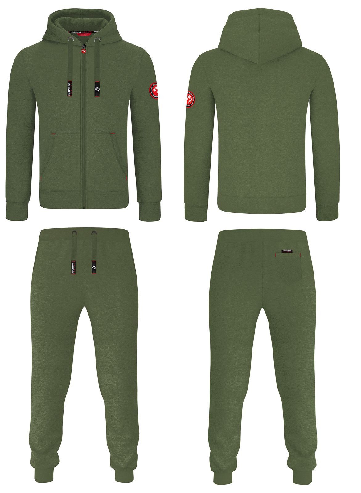 MOOSELINE Jogginganzug Herren Olive - rotes Stoffpatch (2-tlg), rote Stoff- günstig online kaufen