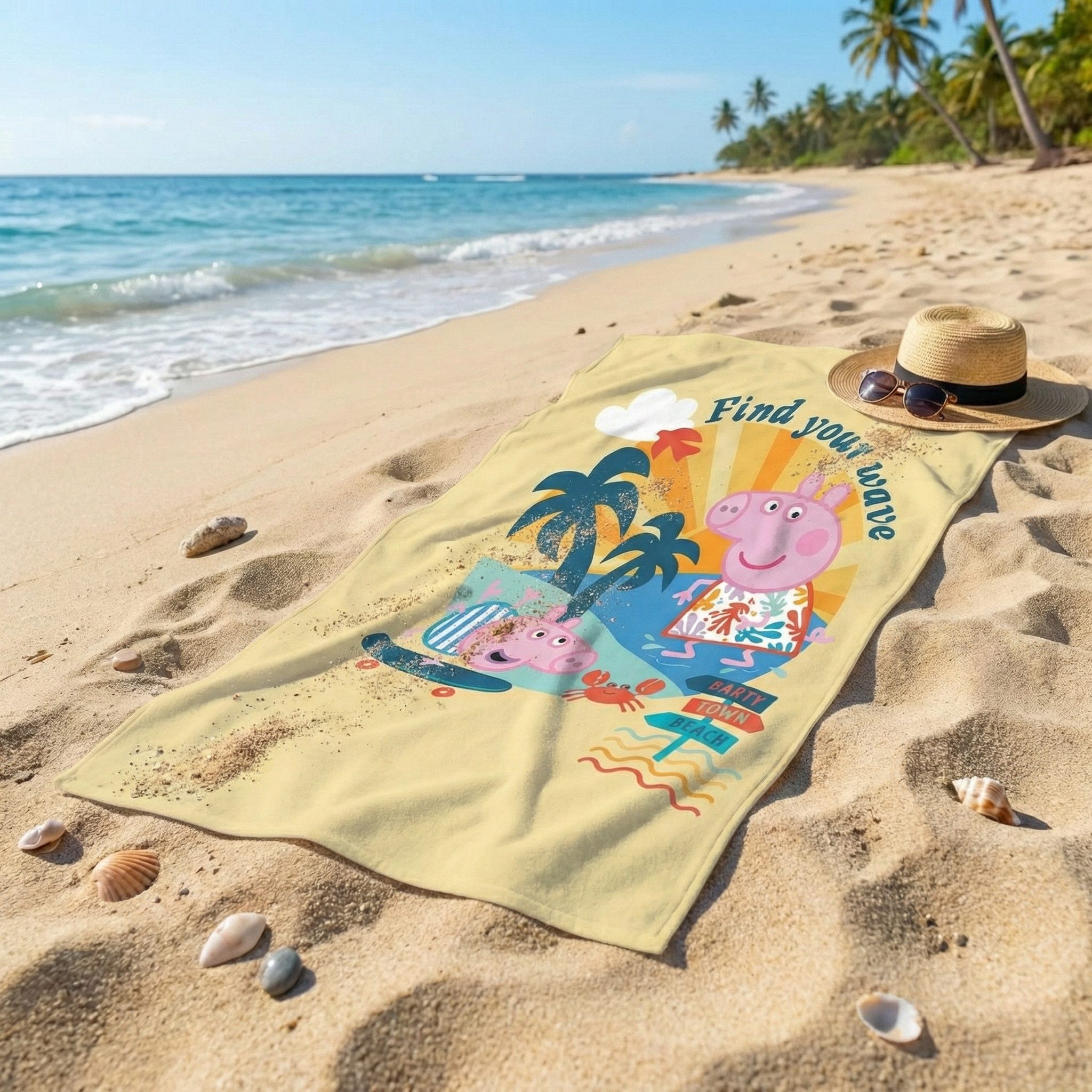 Peppa Pig Strandtuch Peppa Wutz Pig George Kinder Mikrofaser Strandtuch Badetuch XL 70x140