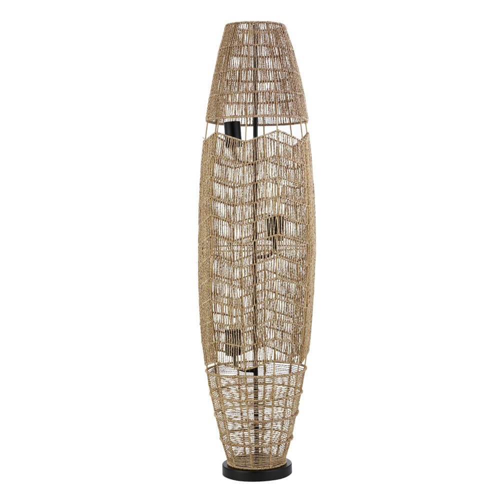HOME DELUXE Stehlampe KIKO, Lampenschirm aus geflochtener Jute, Stehleuchte