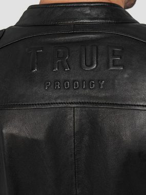 trueprodigy Lederjacke Franky Abgesteppte Details an der Schulter und Logo Applikation